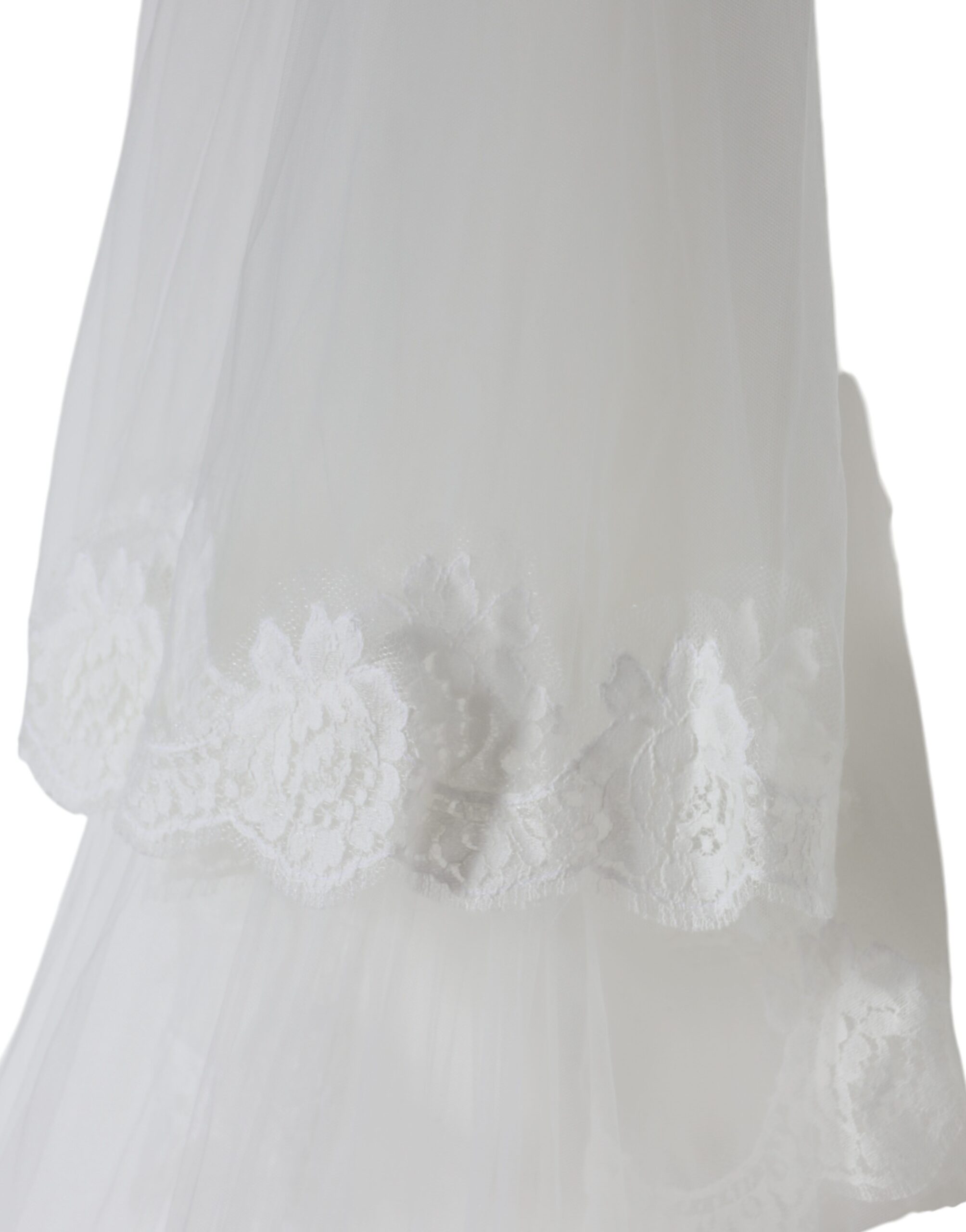 Νυφικό πέπλο Dolce &amp; Gabbana White Floral Δαντέλα νάιλον στο πάτωμα