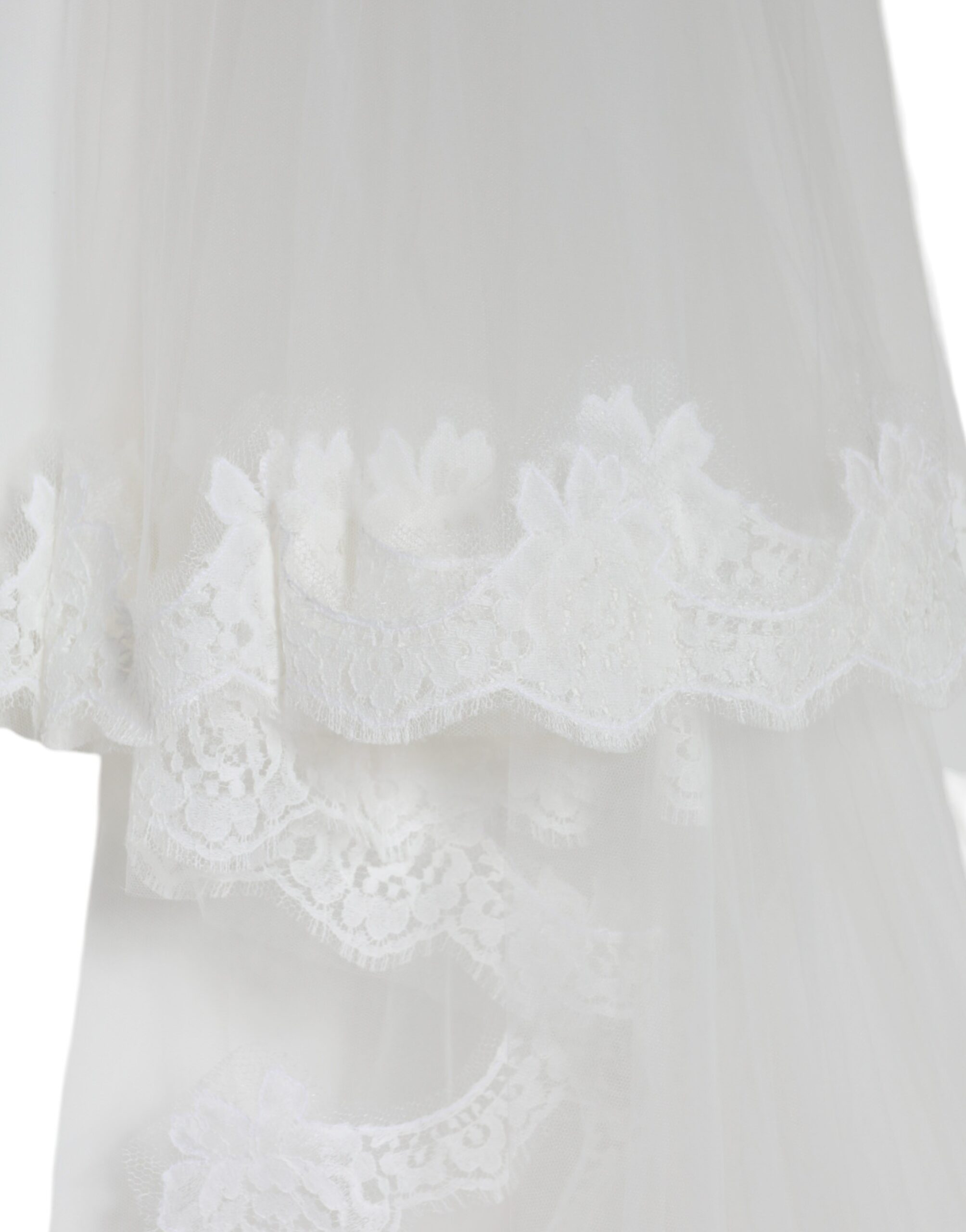 Νυφικό πέπλο Dolce &amp; Gabbana White Floral Δαντέλα νάιλον στο πάτωμα
