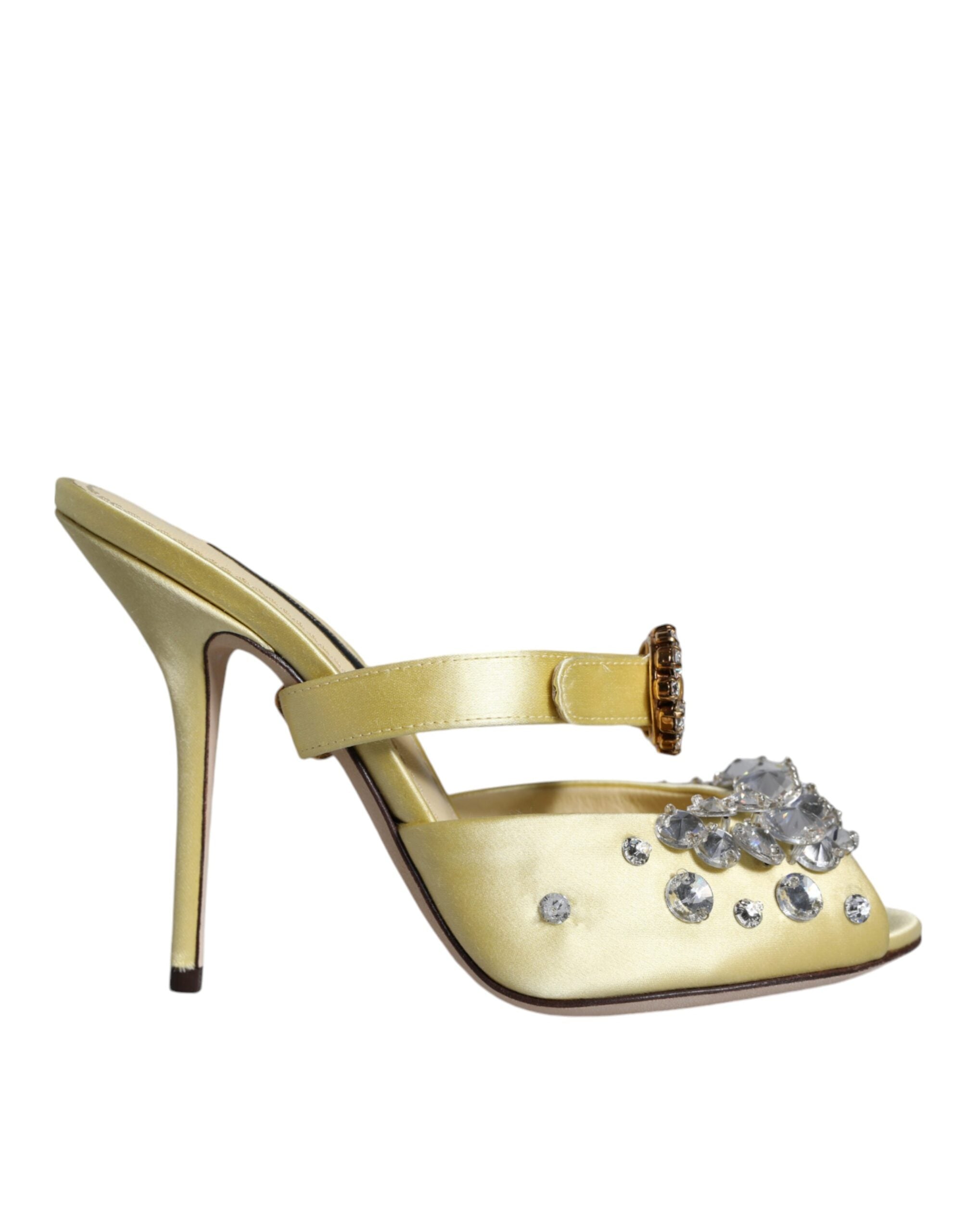 Παπούτσια Dolce &amp; Gabbana Yellow Mary Janes Satin Crystal Sandals Παπούτσια