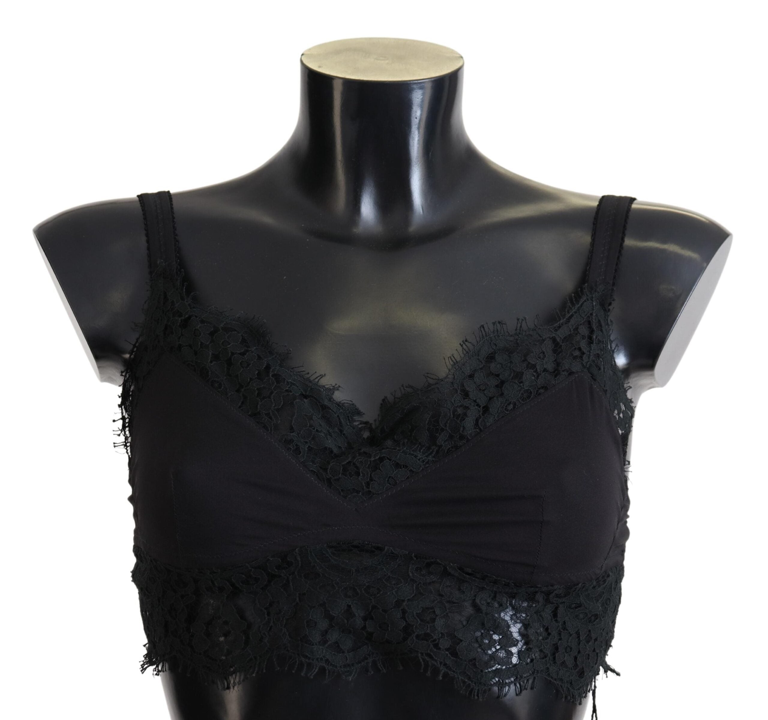 Dolce &amp; Gabbana Μαύρο Floral Lace Stretch Εσώρουχα Bralette