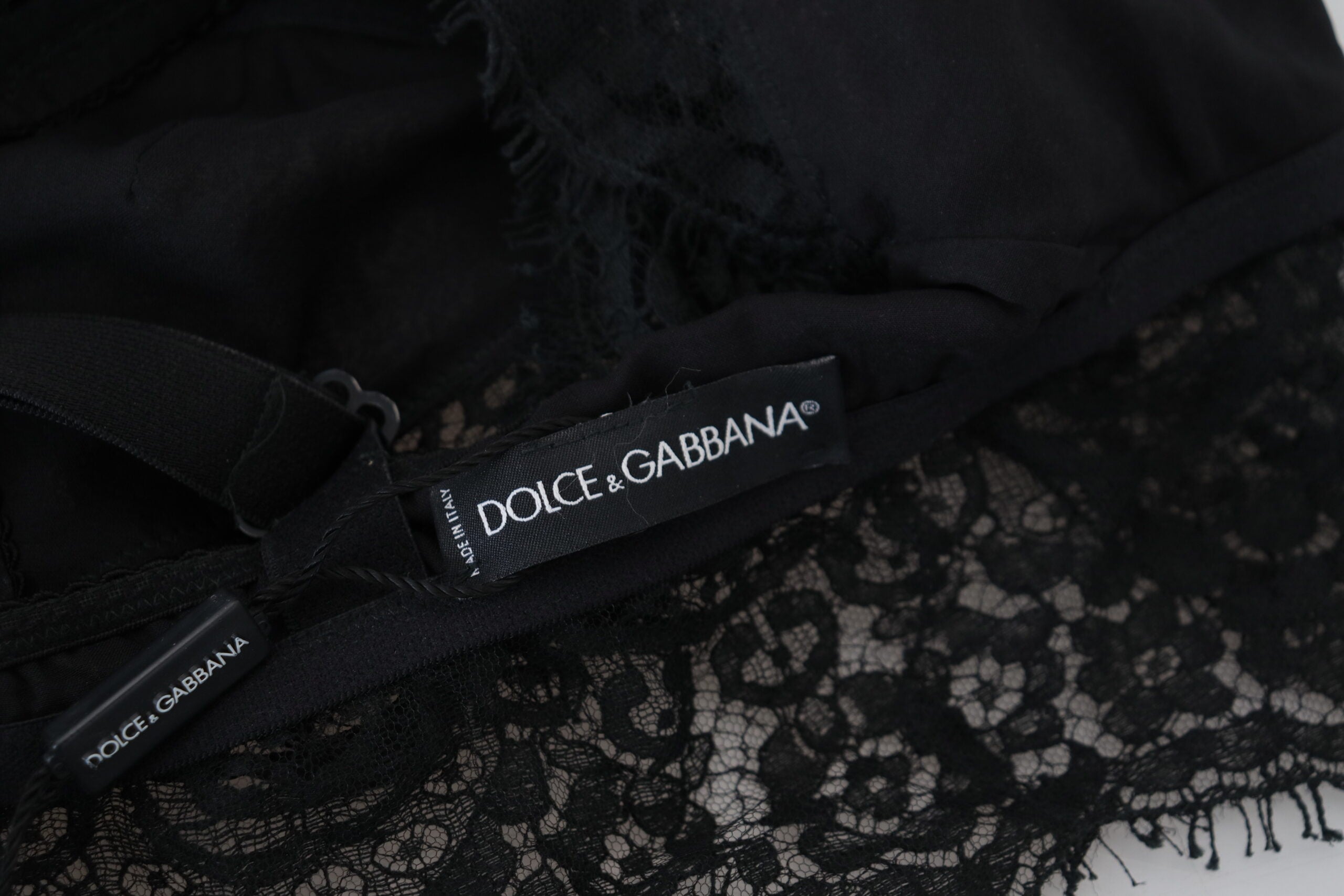 Dolce &amp; Gabbana Μαύρο Floral Lace Stretch Εσώρουχα Bralette