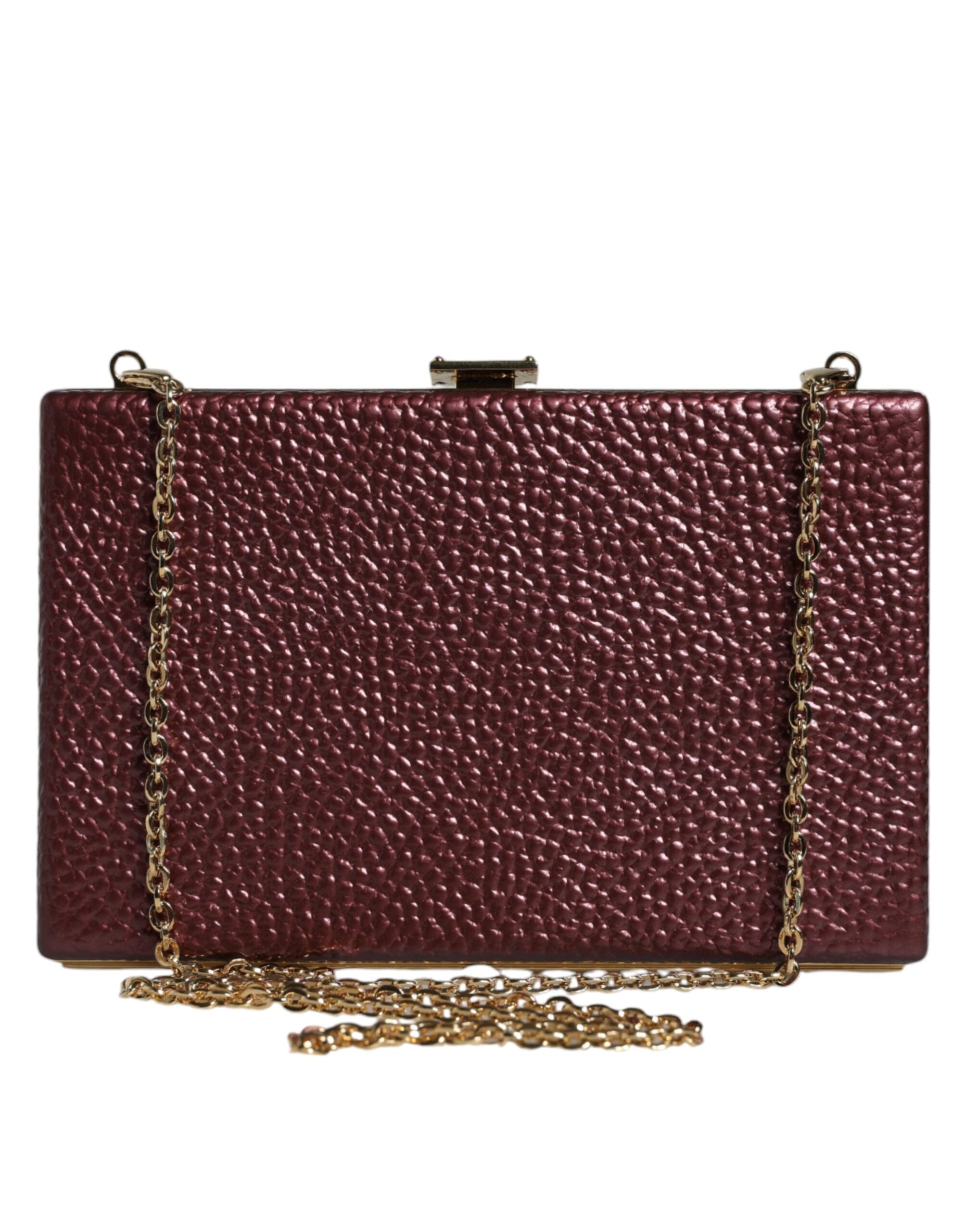 Βραδινή τσάντα χιαστί από δέρμα Dolce &amp; Gabbana Maroon Clutch