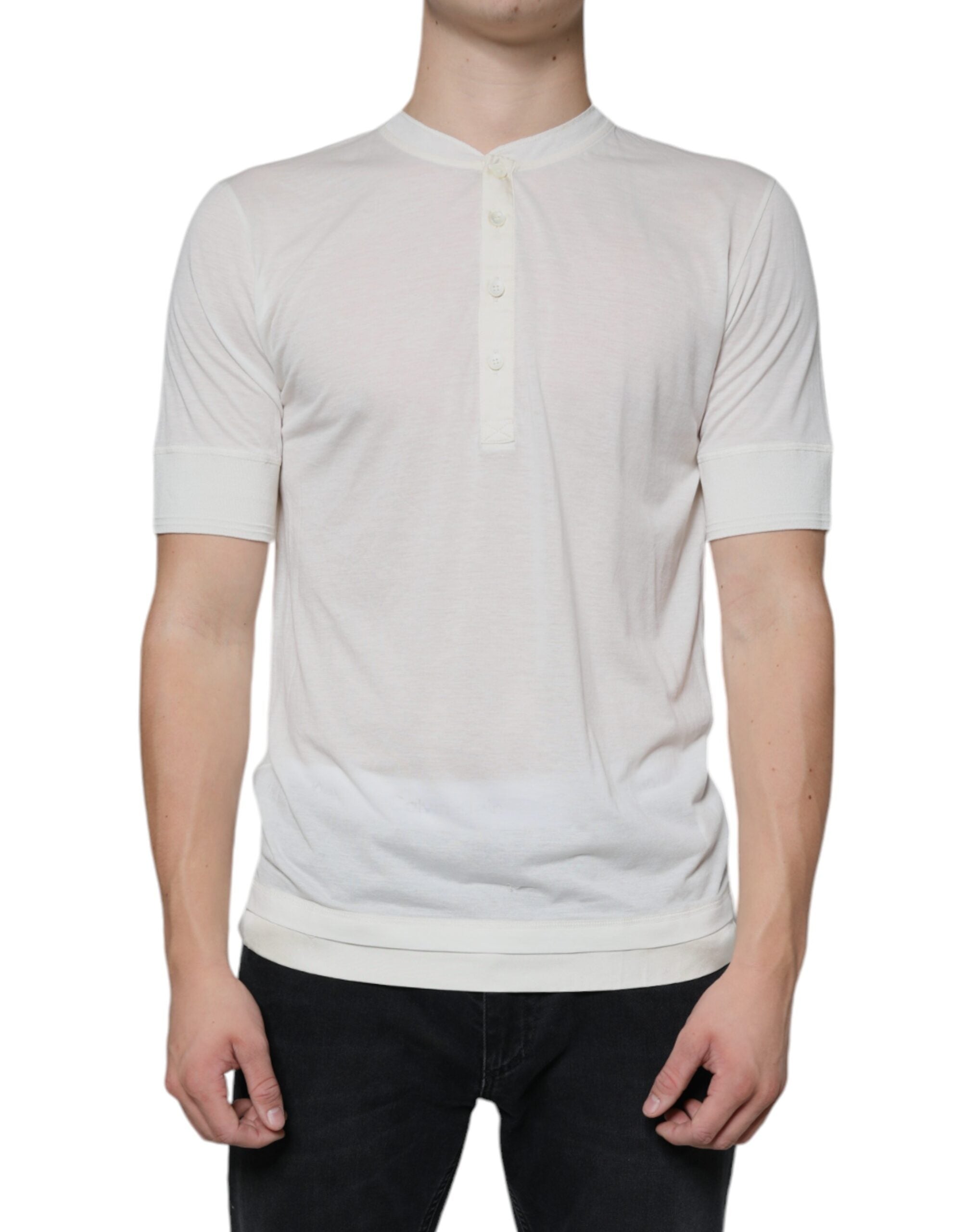 Μπλουζάκι Dolce &amp; Gabbana Off White από βαμβακερό κοντό μανίκι