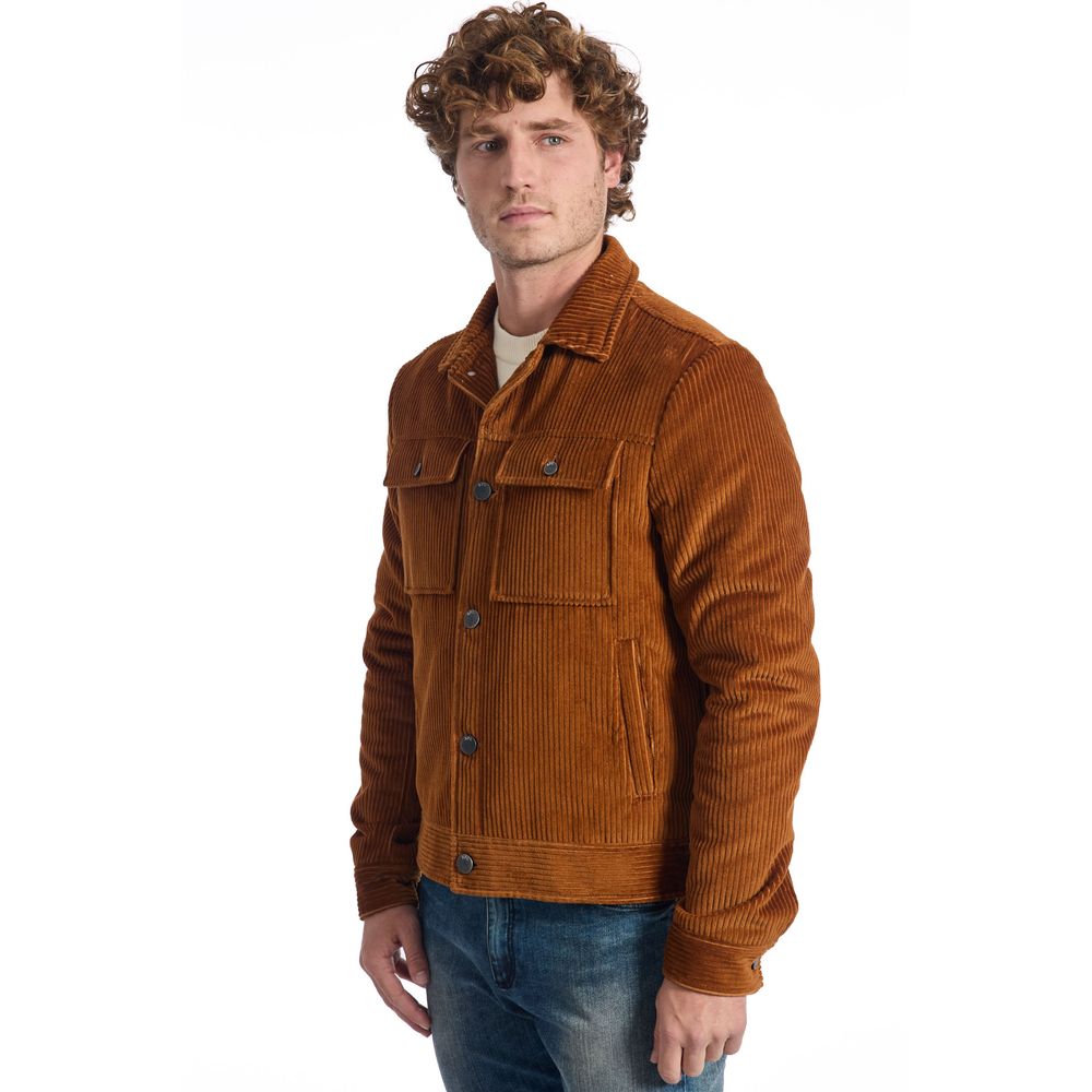Ανδρικό μπουφάν Roberto Pepe Luxury Brown Cotton