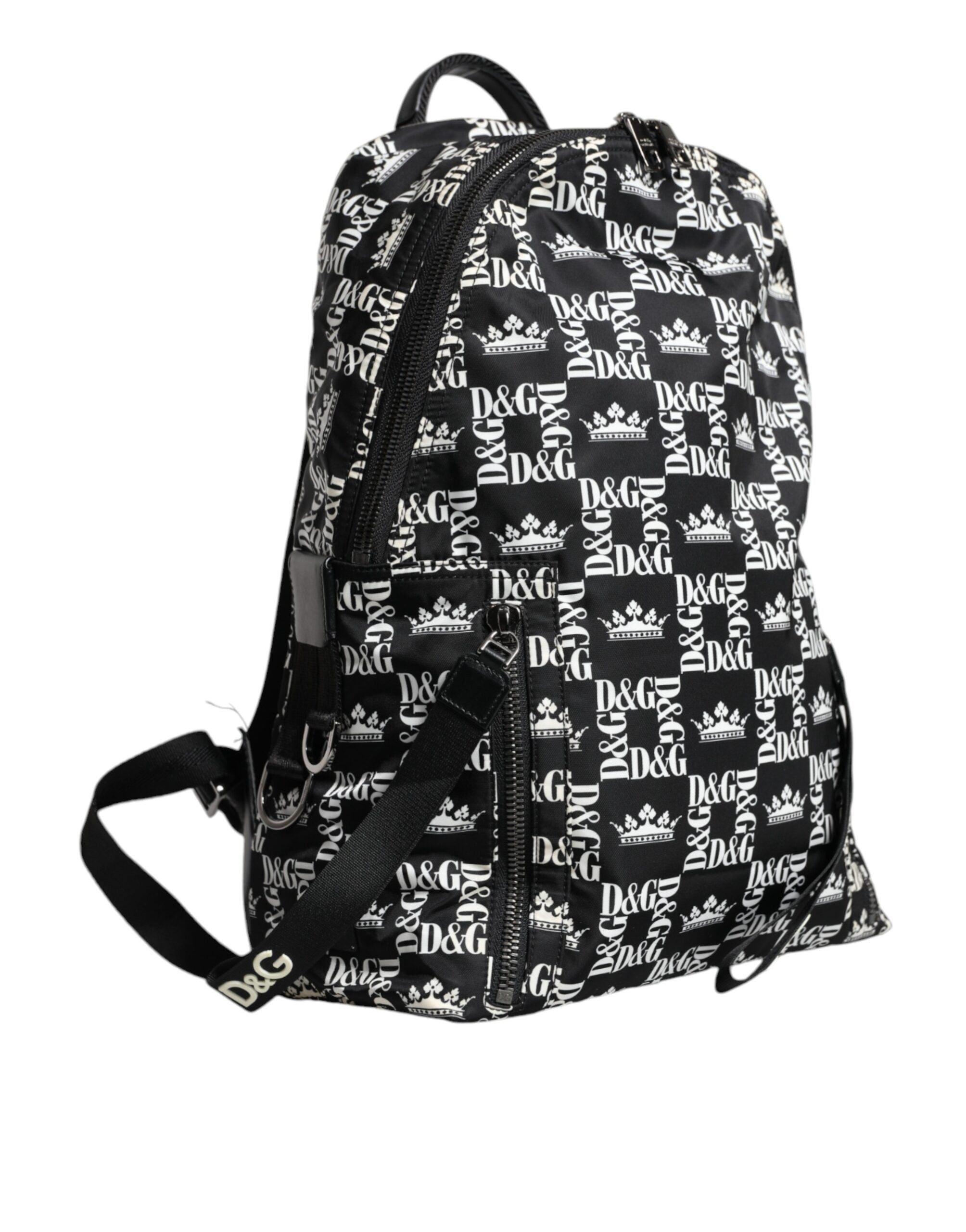 Τσάντα πλάτης από νάιλον λογότυπο Dolce &amp; Gabbana Black White DG Crown