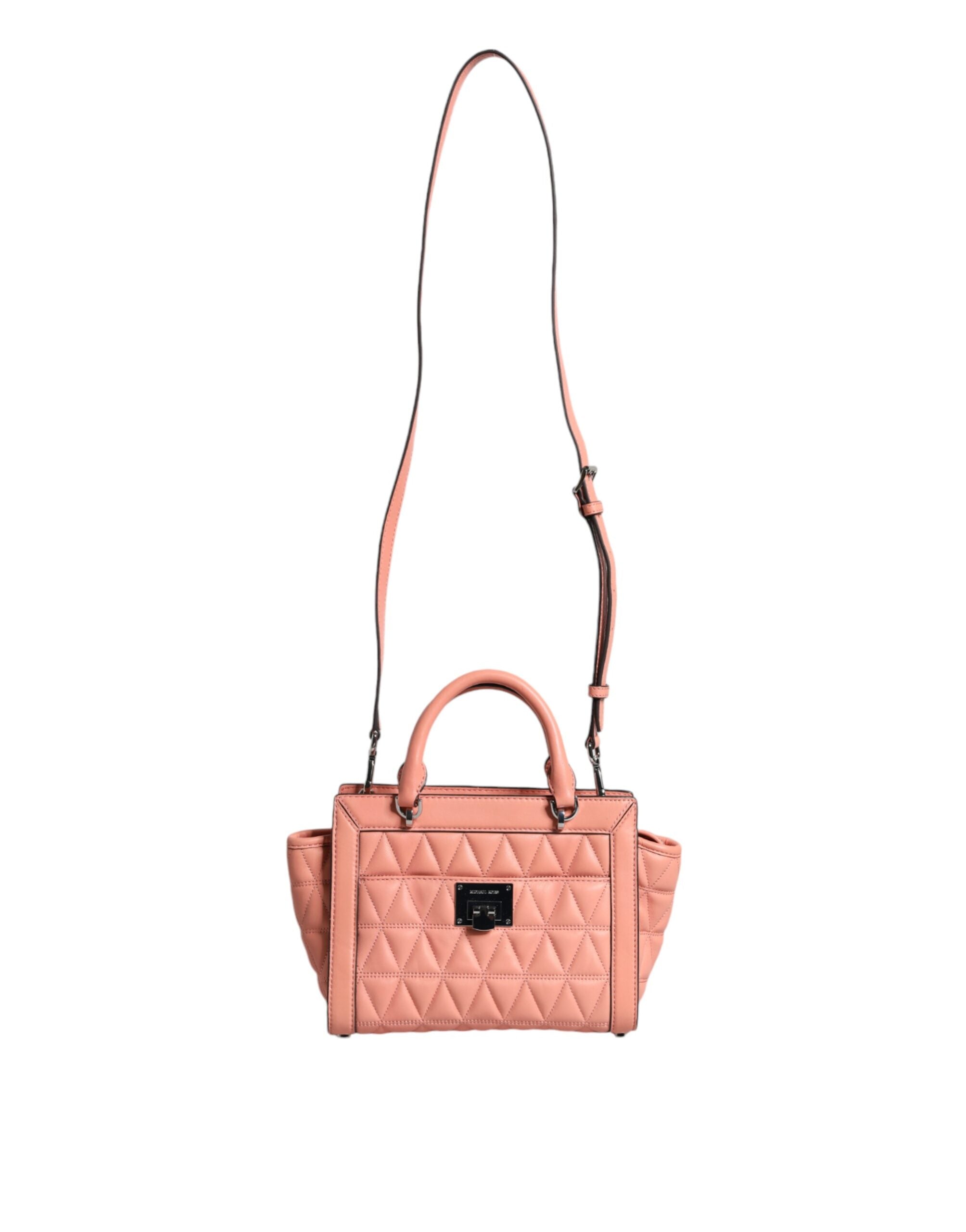 Michael Kors Peach Quilted Leather Logo Crossbody Τσάντα VIVIANNE Messenger