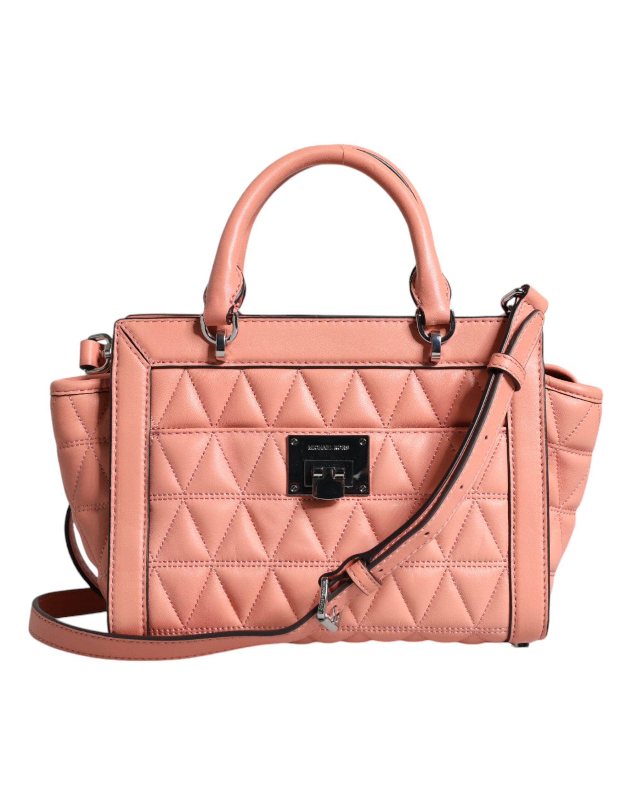 Michael Kors Peach Quilted Leather Logo Crossbody Τσάντα VIVIANNE Messenger