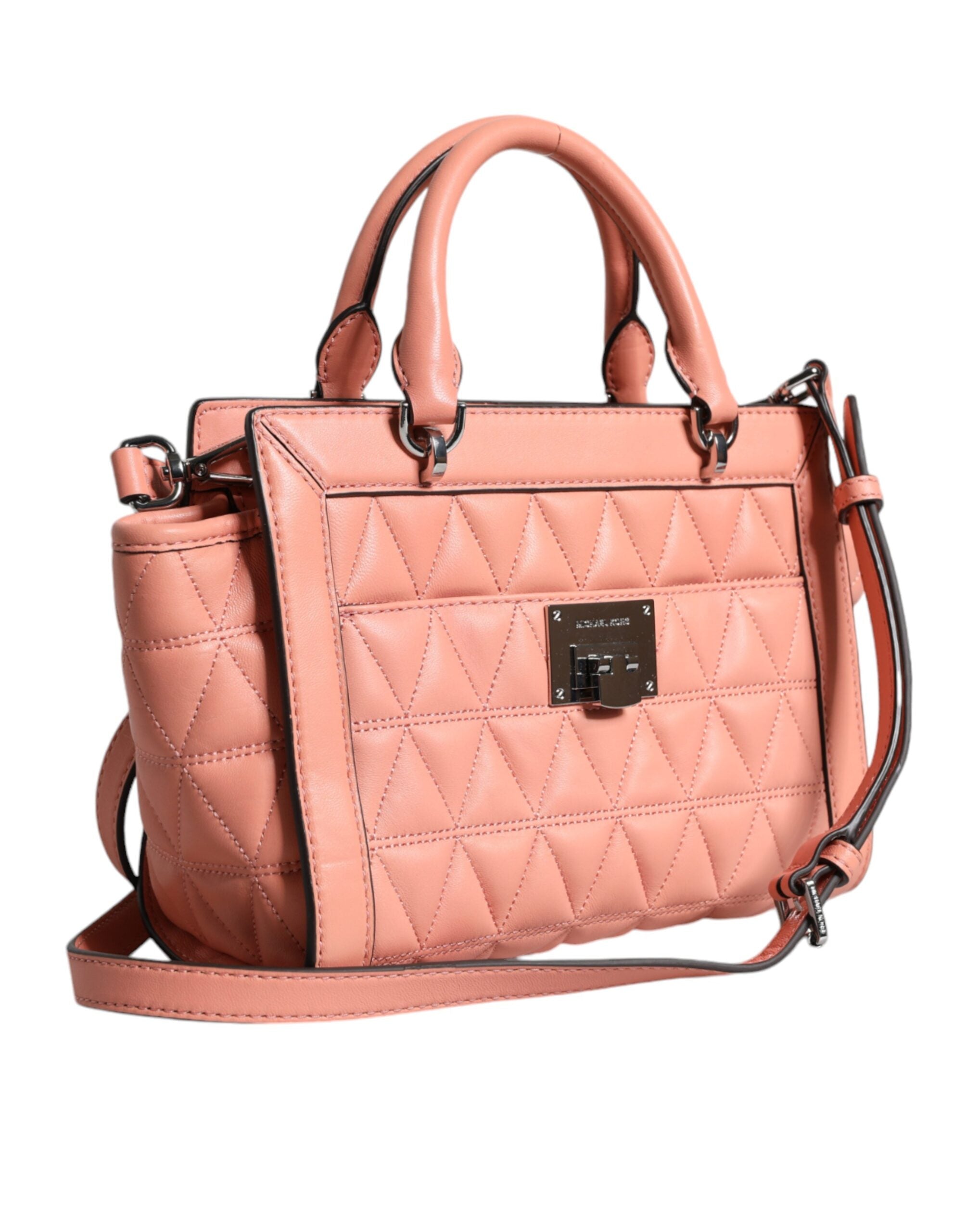 Michael Kors Peach Quilted Leather Logo Crossbody Τσάντα VIVIANNE Messenger