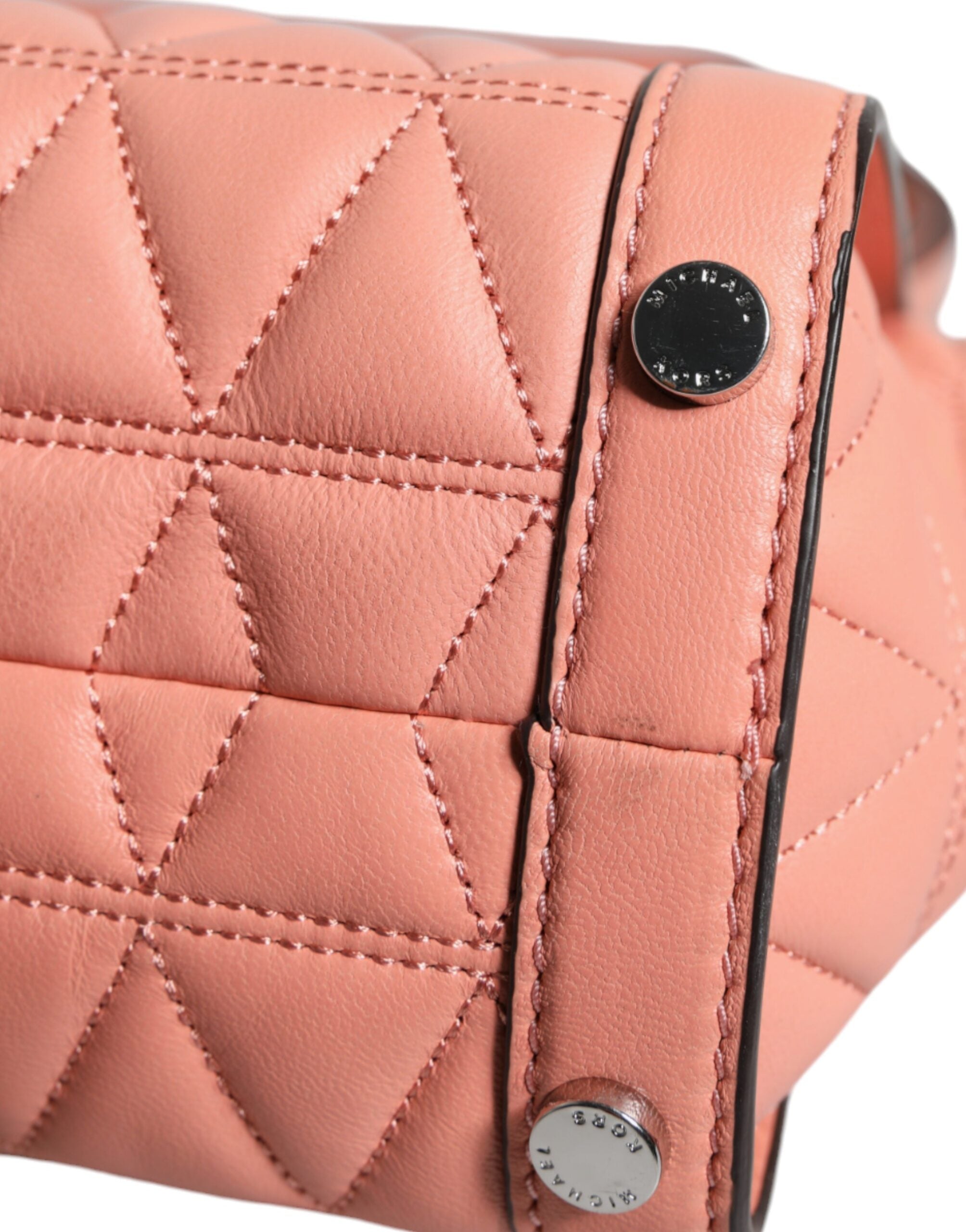 Michael Kors Peach Quilted Leather Logo Crossbody Τσάντα VIVIANNE Messenger