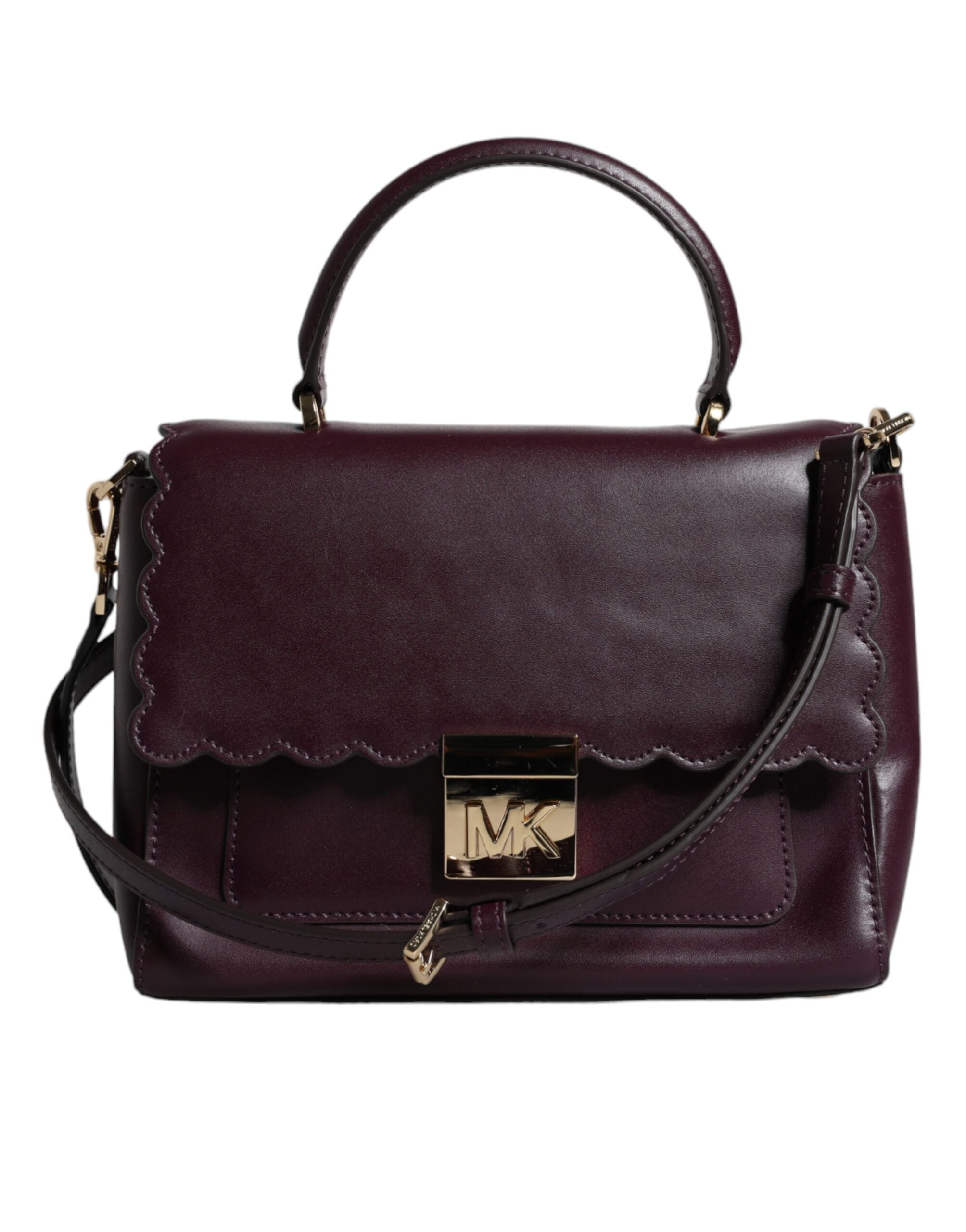 Τσάντα τσάντα τσάντας MINDY Purple Leather Plaque με λογότυπο Michael Kors