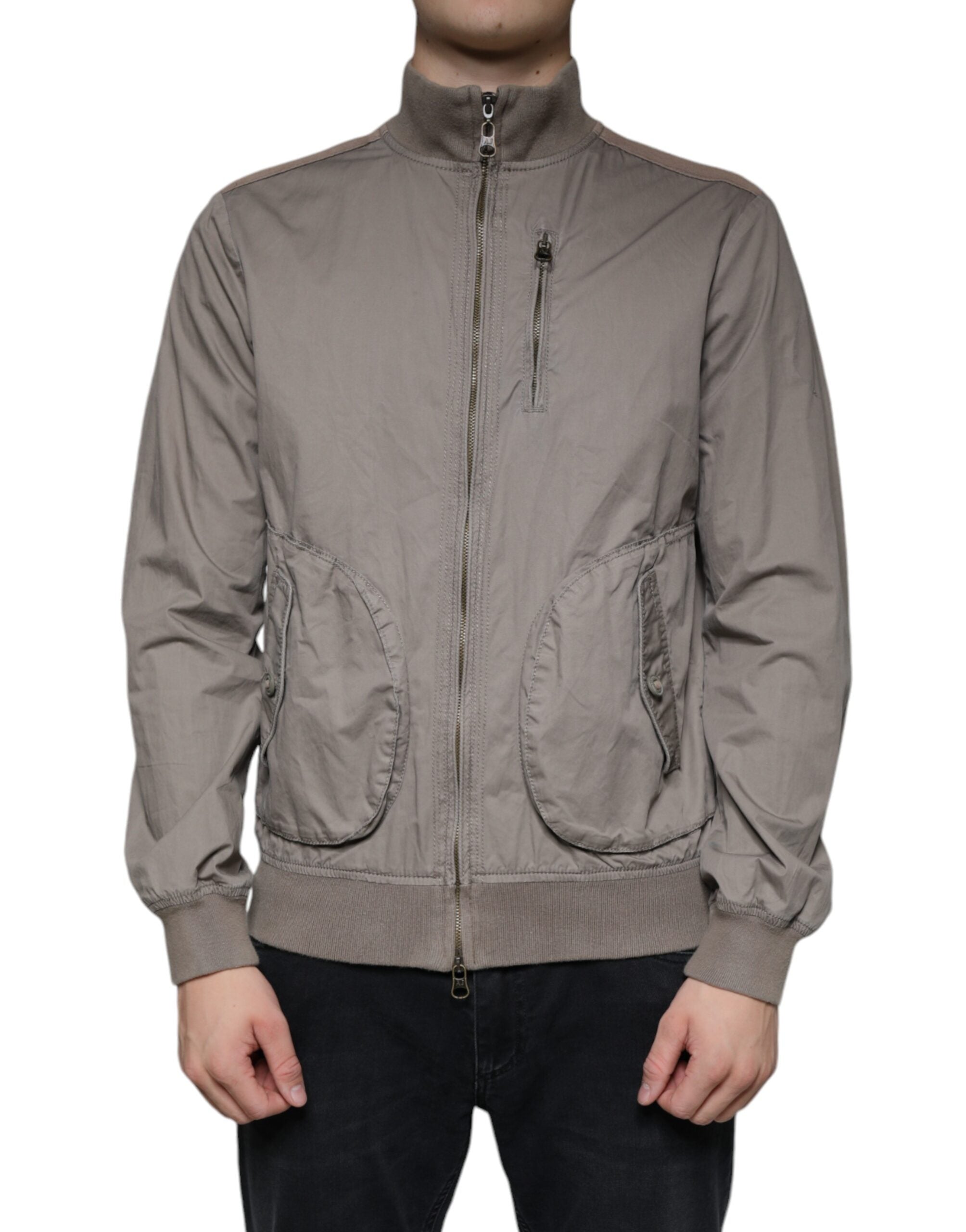 Μπουφάν Armani Jeans Brown Cotton Full Zip Bomber Logo Jacket