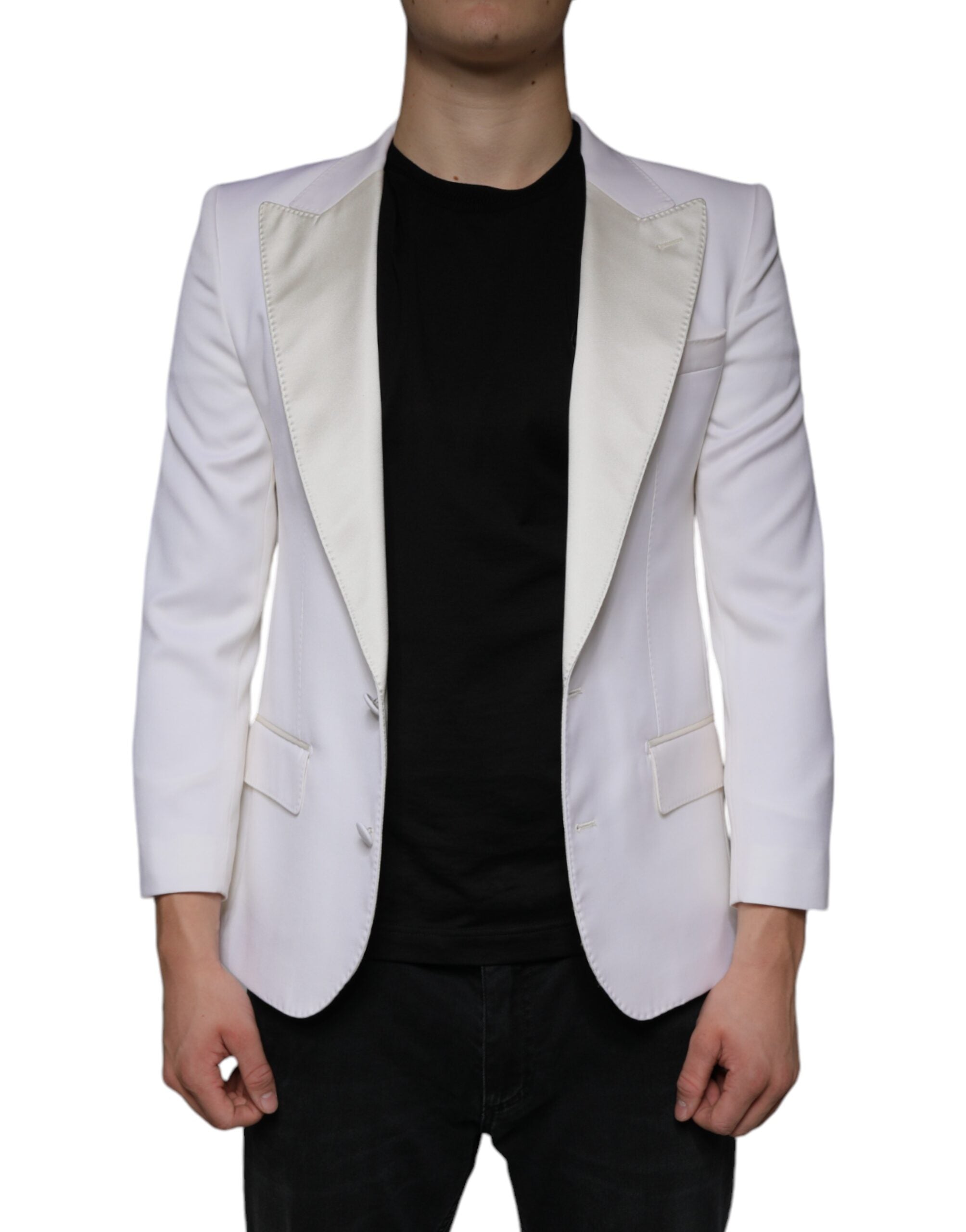 Dolce &amp; Gabbana Off White Wool σακάκι με μονό στήθος