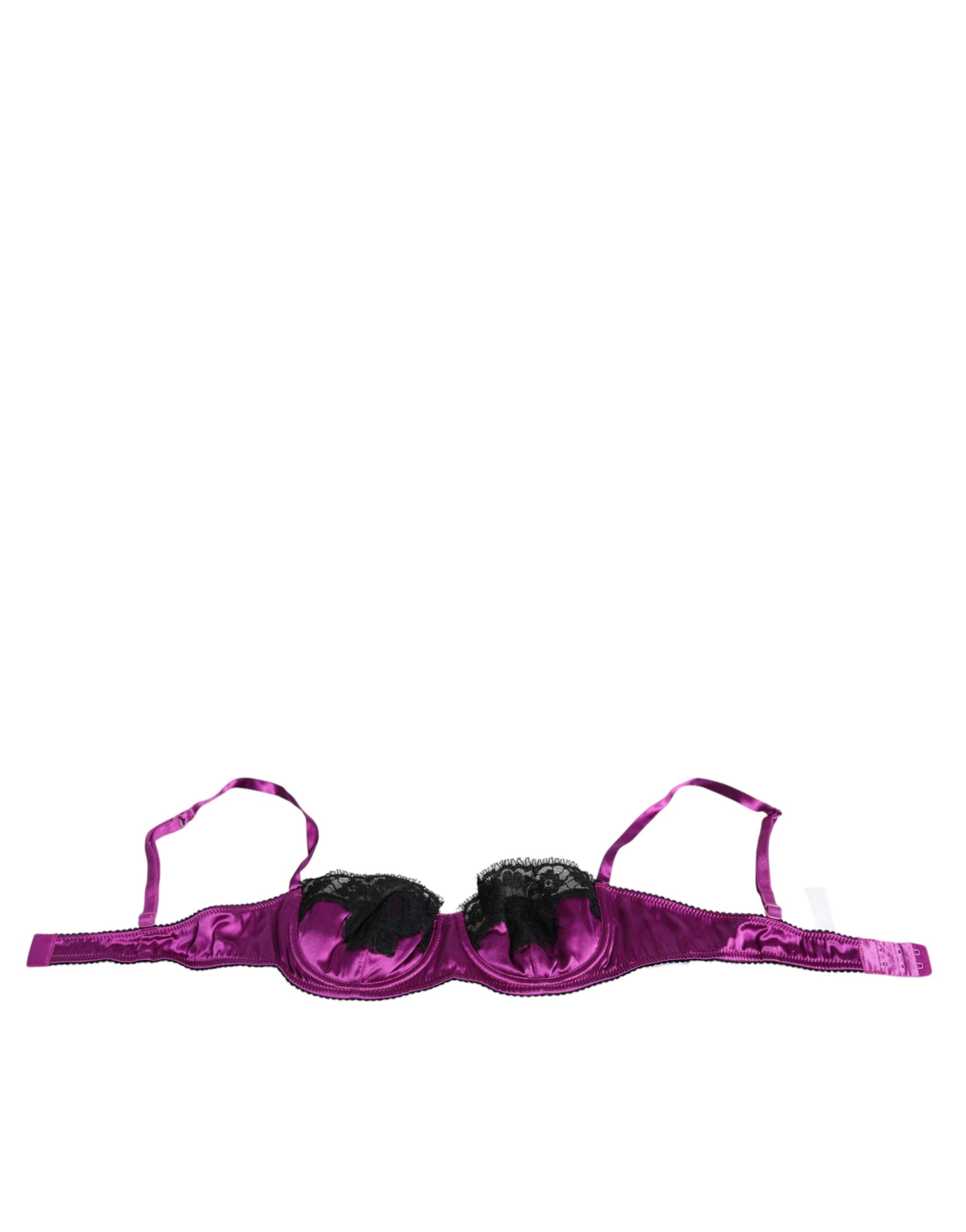 Dolce &amp; Gabbana Purple Silk Underwired Balconette Εσώρουχα