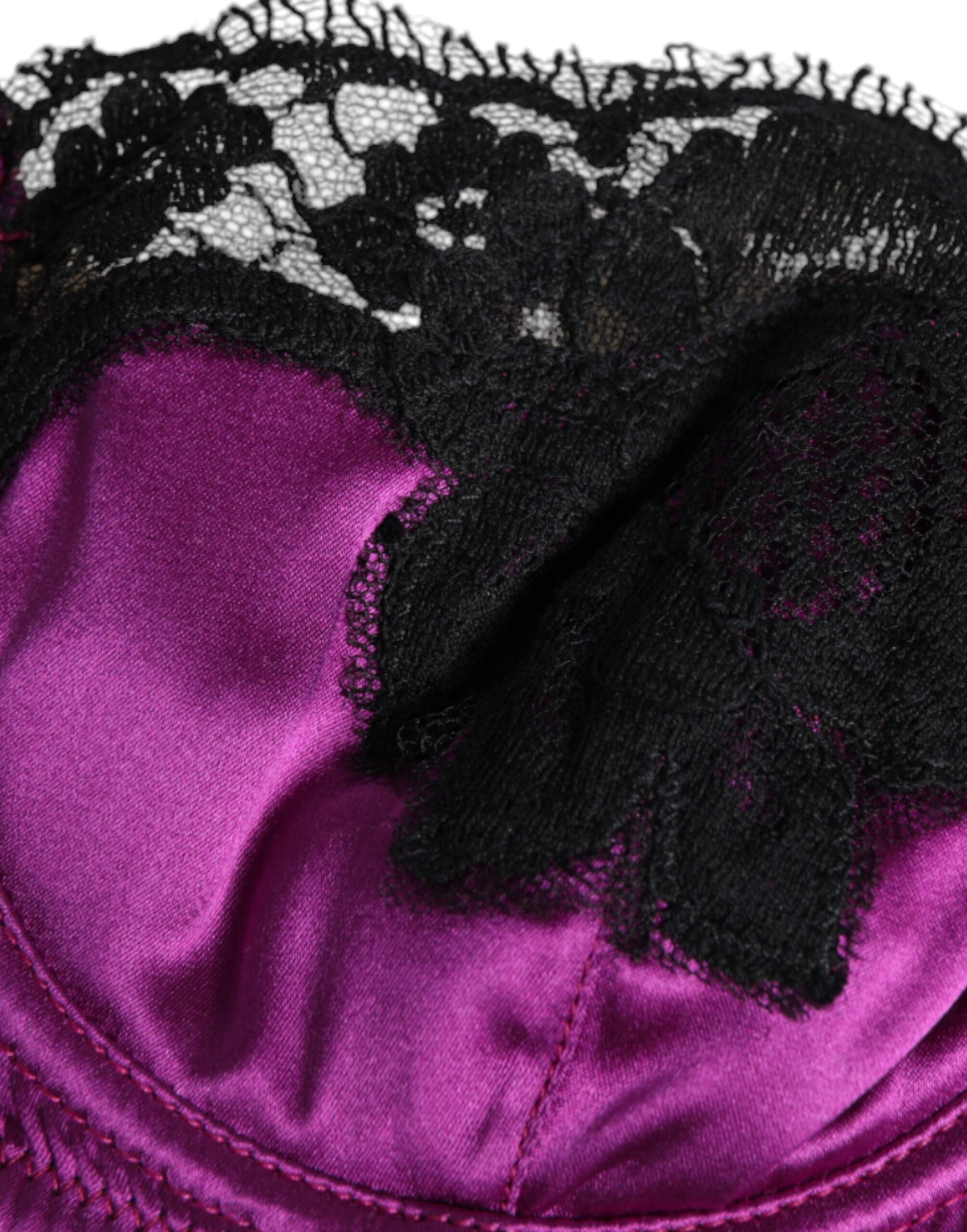 Dolce &amp; Gabbana Purple Silk Underwired Balconette Εσώρουχα
