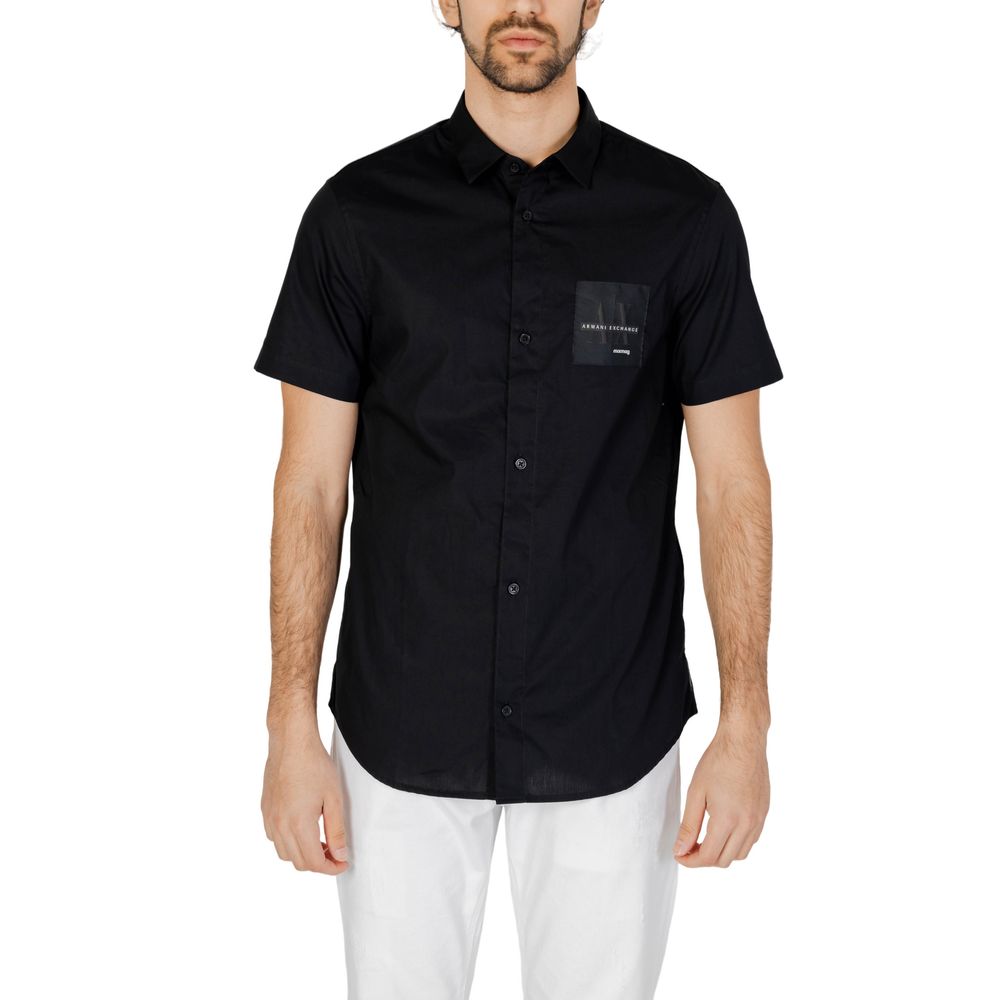 Μαύρο βαμβακερό πουκάμισο Armani Exchange