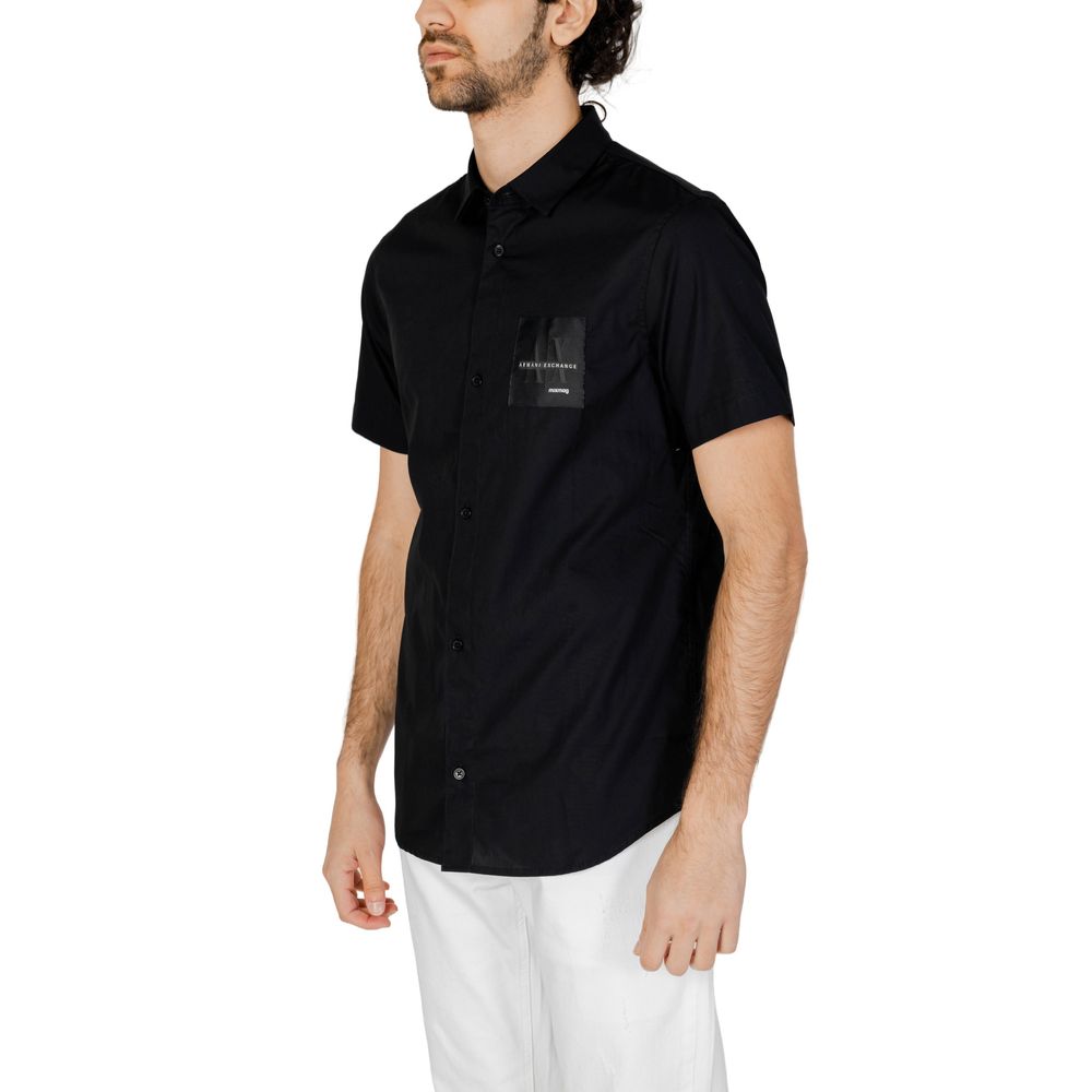 Μαύρο βαμβακερό πουκάμισο Armani Exchange
