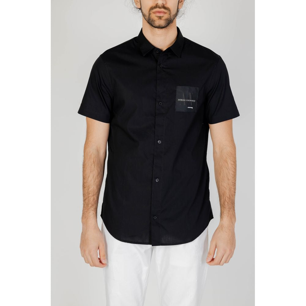Μαύρο βαμβακερό πουκάμισο Armani Exchange