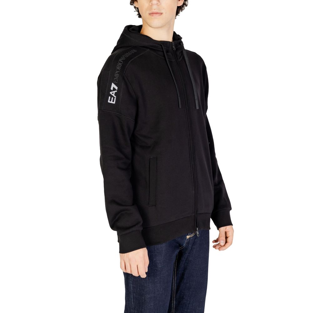 Μαύρο βαμβακερό πουλόβερ EA7 Emporio Armani