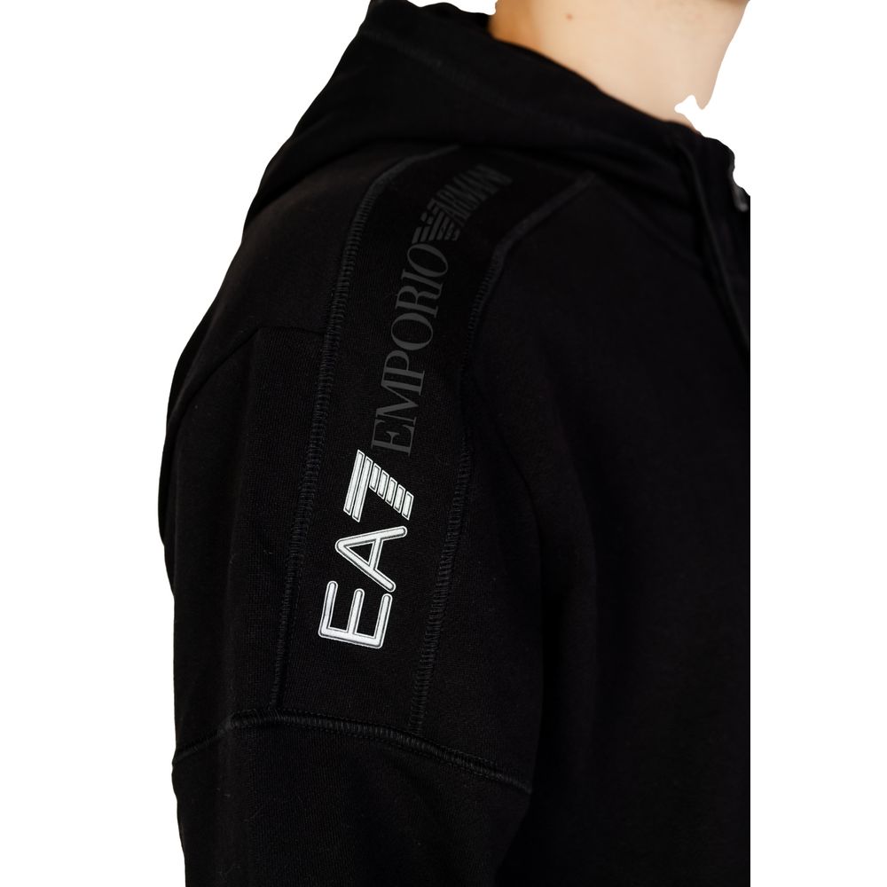 Μαύρο βαμβακερό πουλόβερ EA7 Emporio Armani