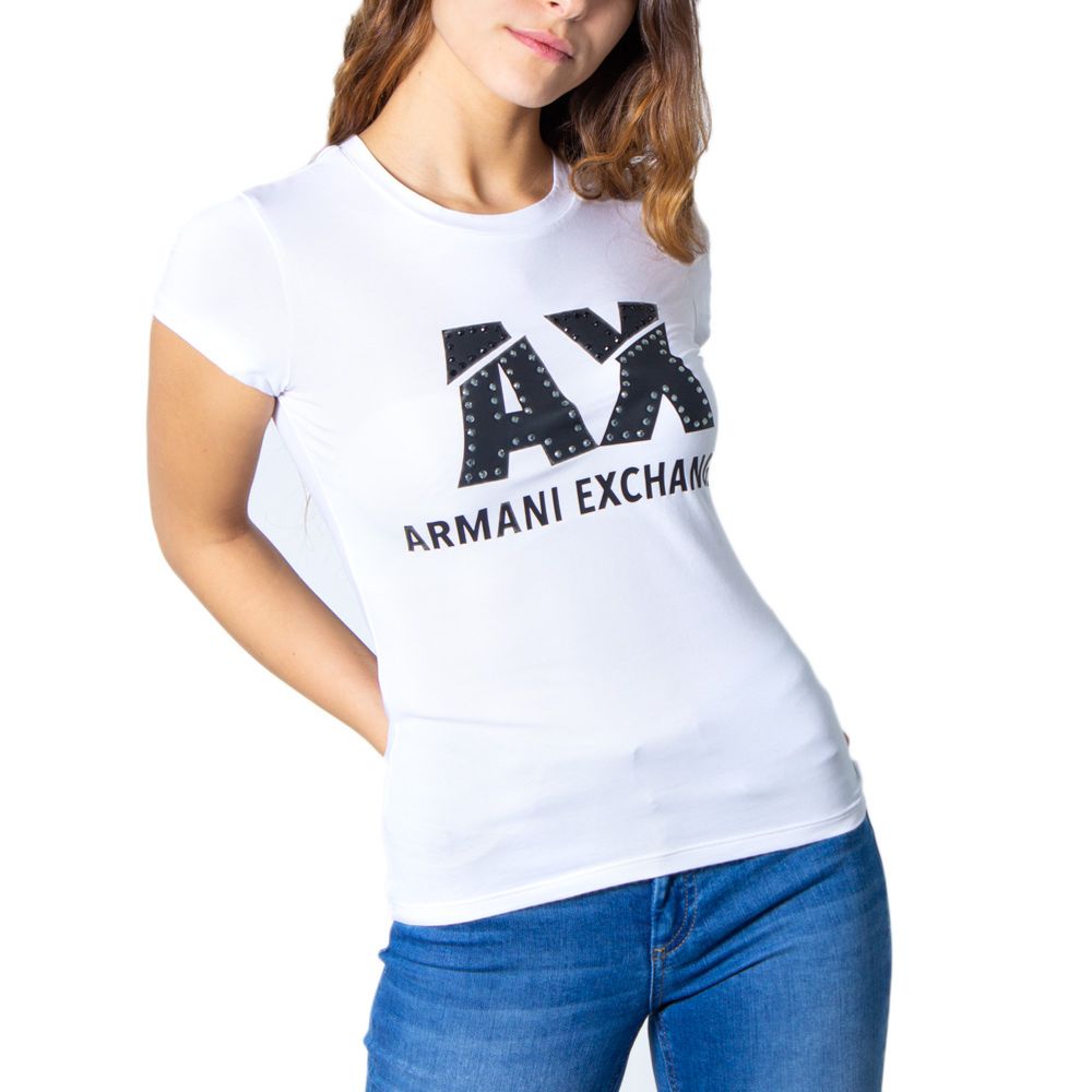 Armani Exchange Λευκά βαμβακερά μπλουζάκια και μπλουζάκια