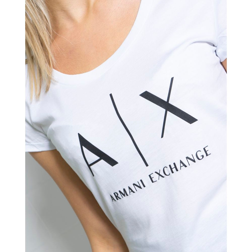 Armani Exchange Λευκά βαμβακερά μπλουζάκια και μπλουζάκια
