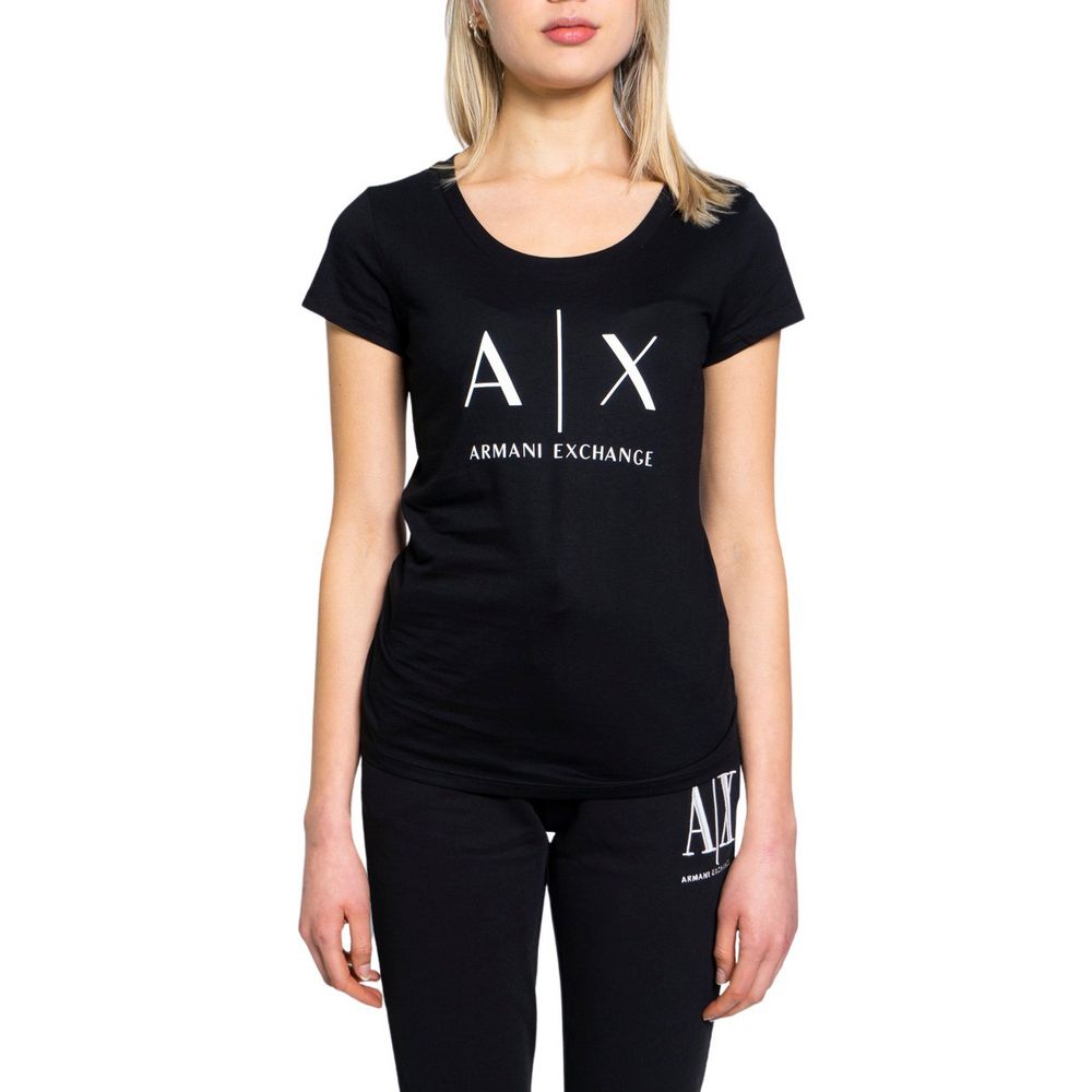 Armani Exchange Μαύρα βαμβακερά μπλουζάκια και μπλουζάκια