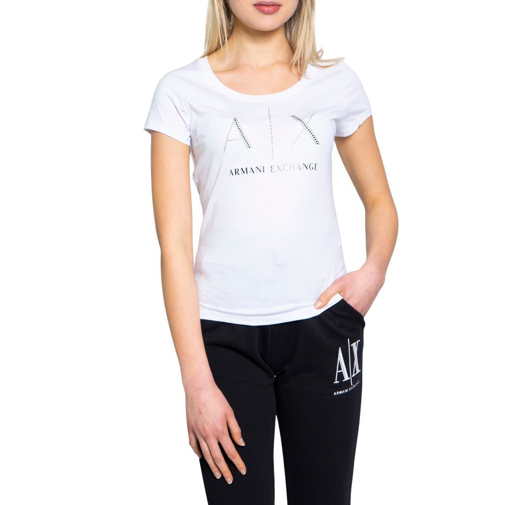Armani Exchange Λευκά βαμβακερά μπλουζάκια και μπλουζάκια
