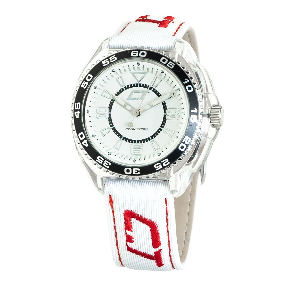 Λευκό δερμάτινο ρολόι Chronotech