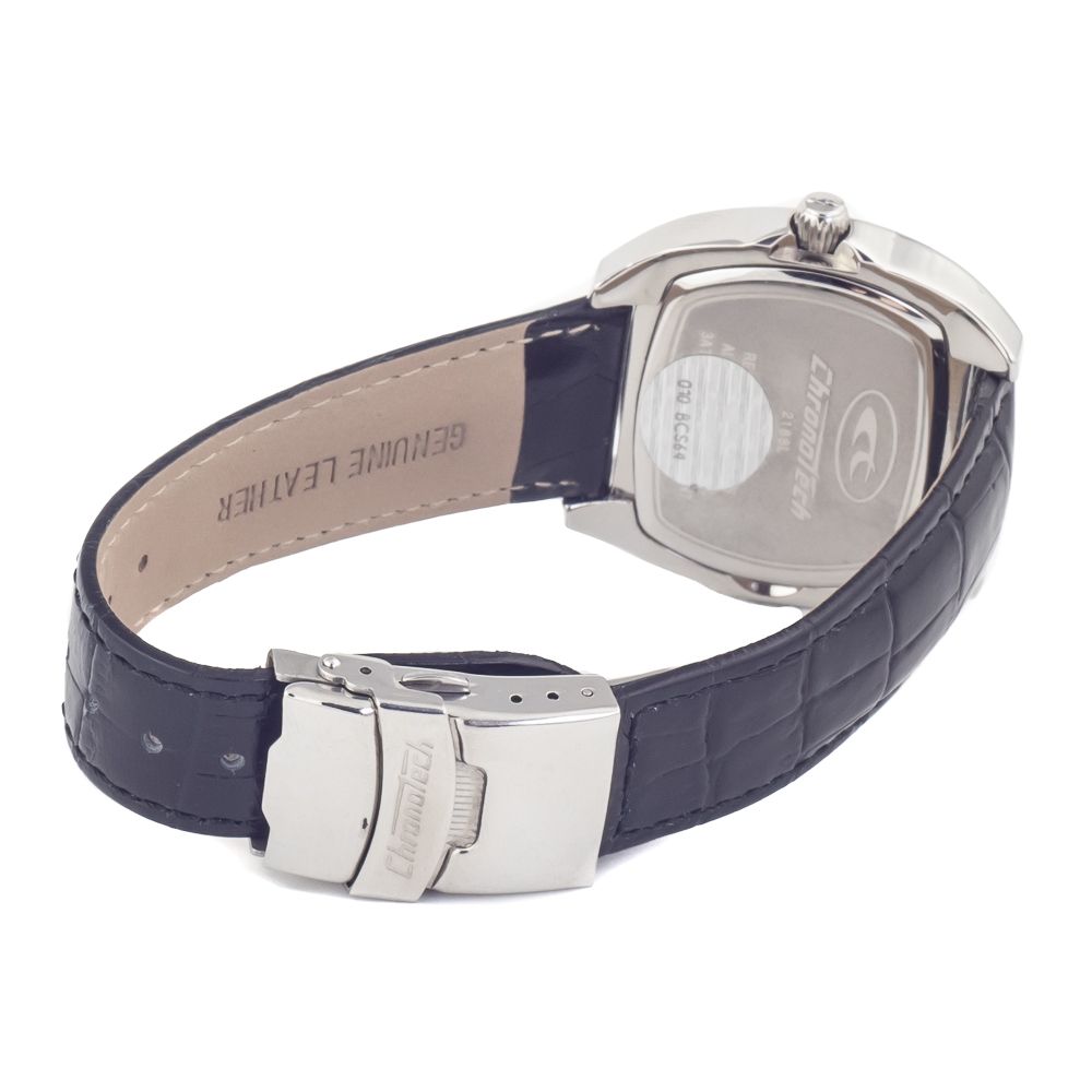 Μαύρο δερμάτινο ρολόι Chronotech