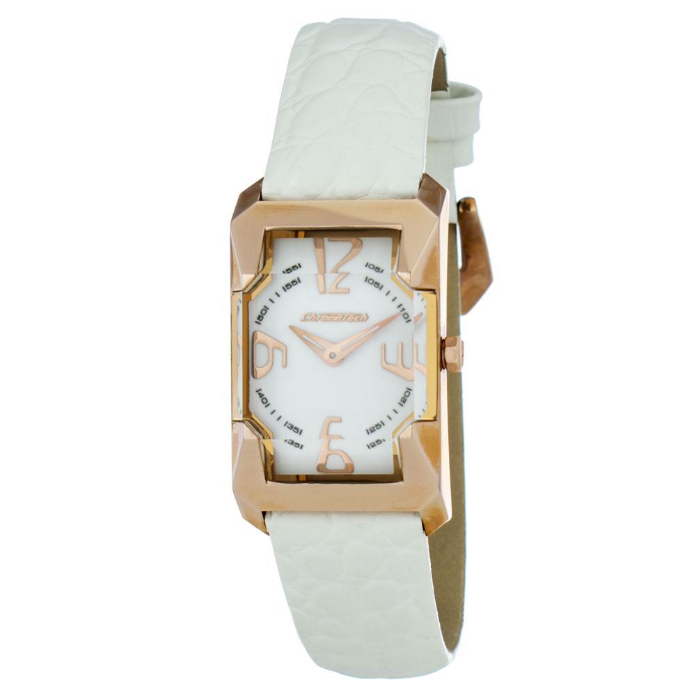 Λευκό δερμάτινο ρολόι Chronotech
