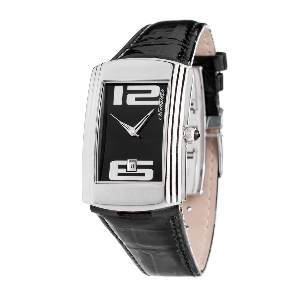 Μαύρο δερμάτινο ρολόι Chronotech