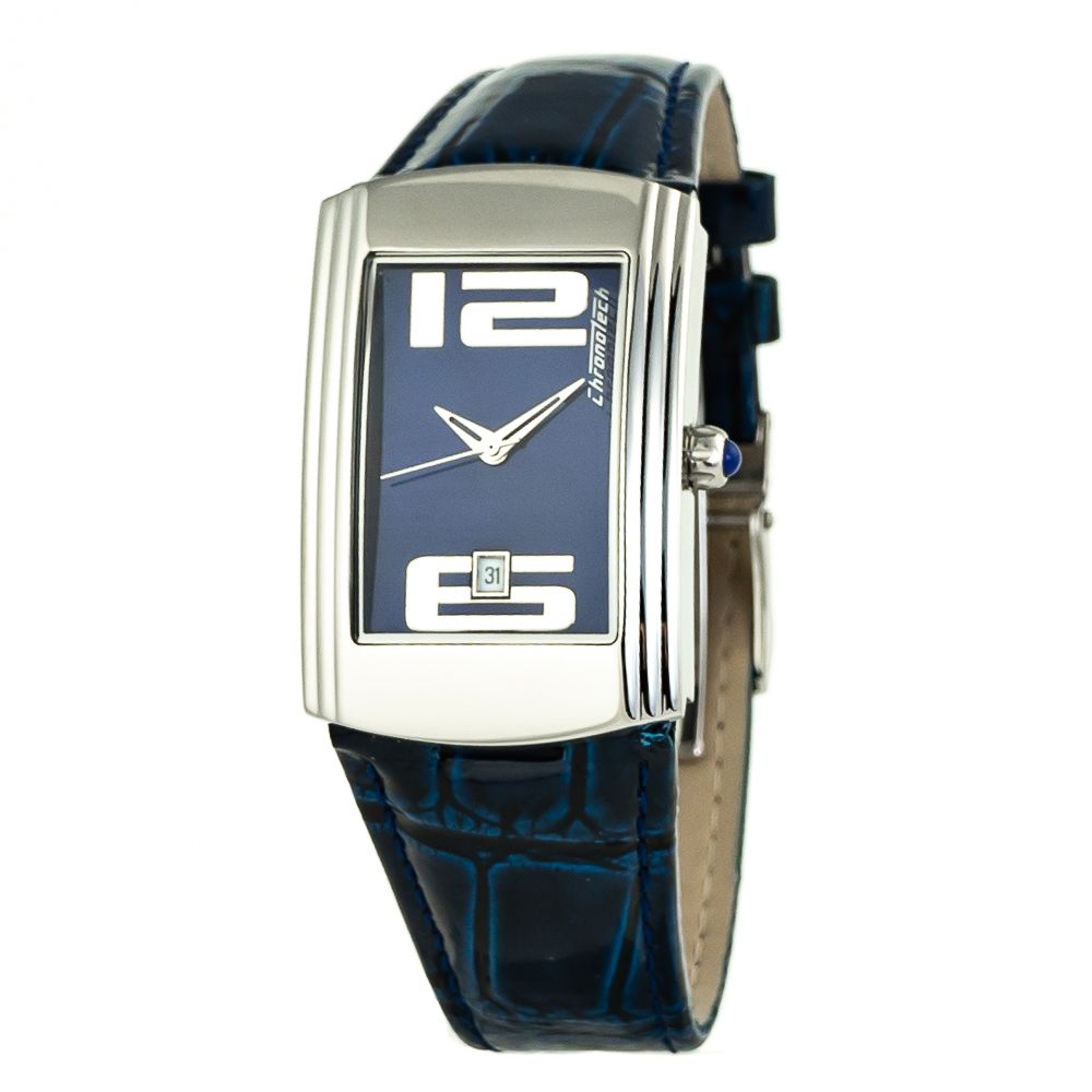 Μπλε δερμάτινο ρολόι Chronotech