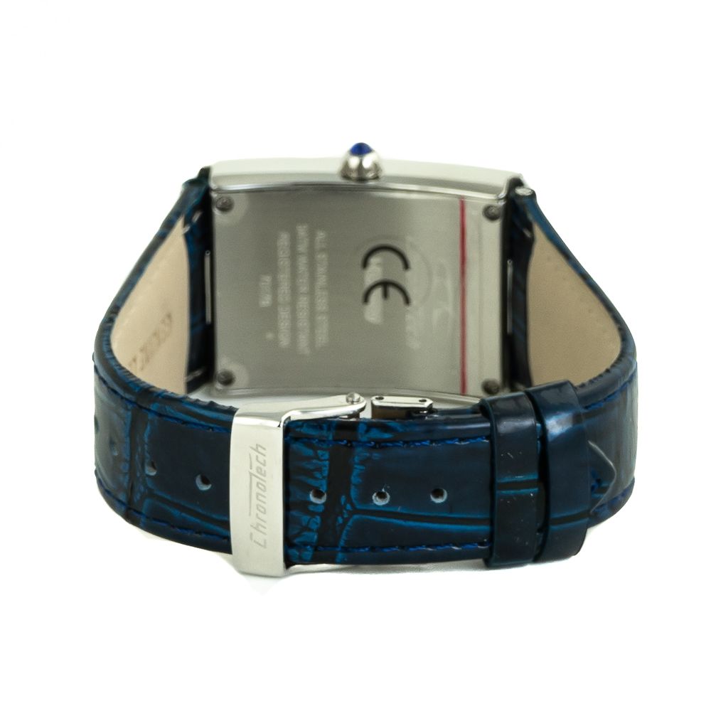Μπλε δερμάτινο ρολόι Chronotech