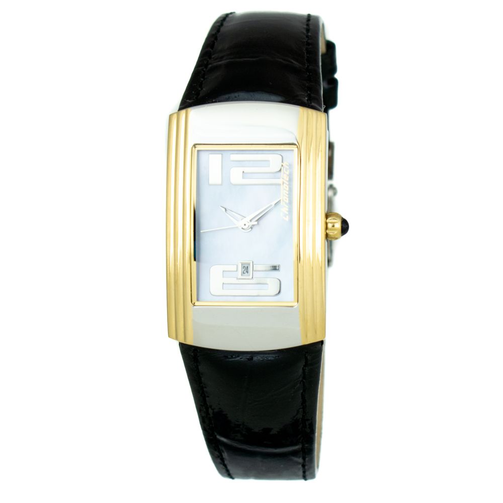 Μαύρο δερμάτινο ρολόι Chronotech