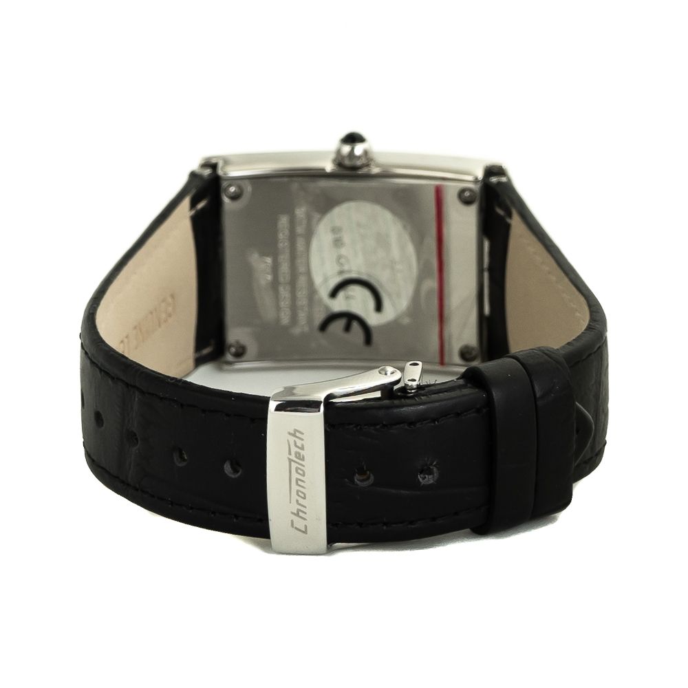 Μαύρο δερμάτινο ρολόι Chronotech