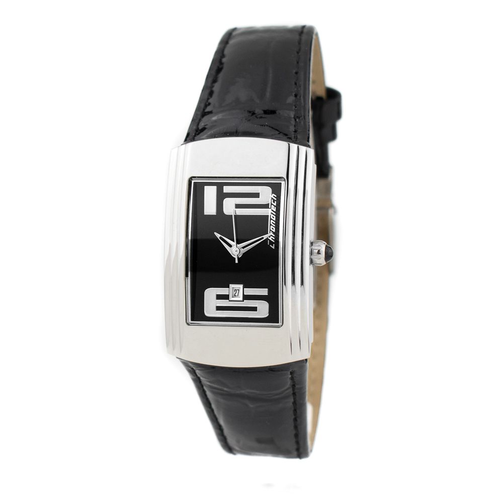 Μαύρο δερμάτινο ρολόι Chronotech