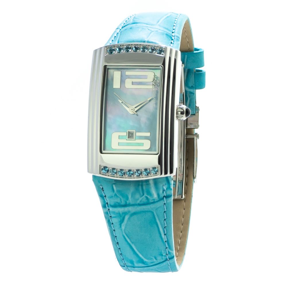 Μπλε δερμάτινο ρολόι Chronotech