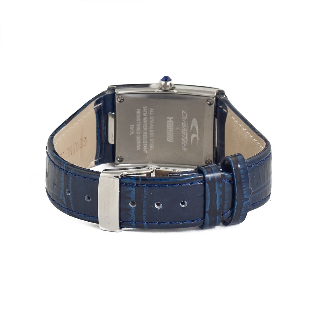 Μπλε δερμάτινο ρολόι Chronotech
