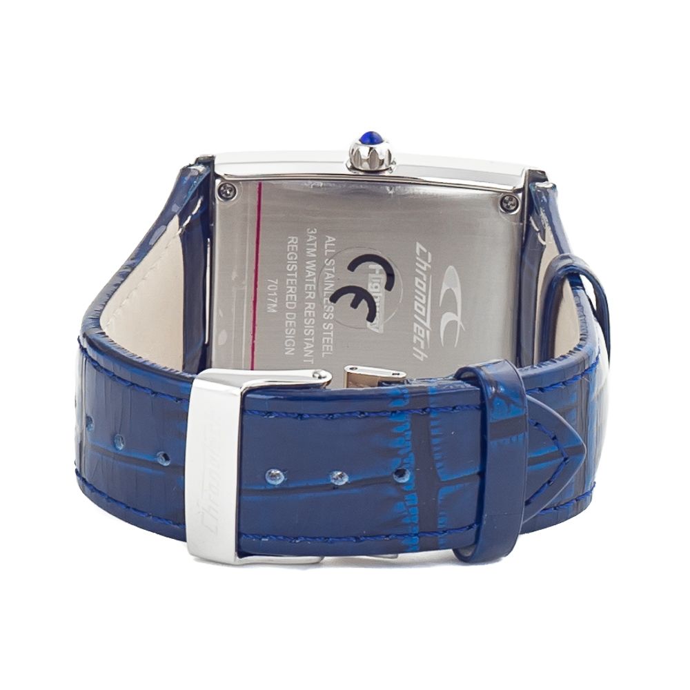 Μπλε δερμάτινο ρολόι Chronotech