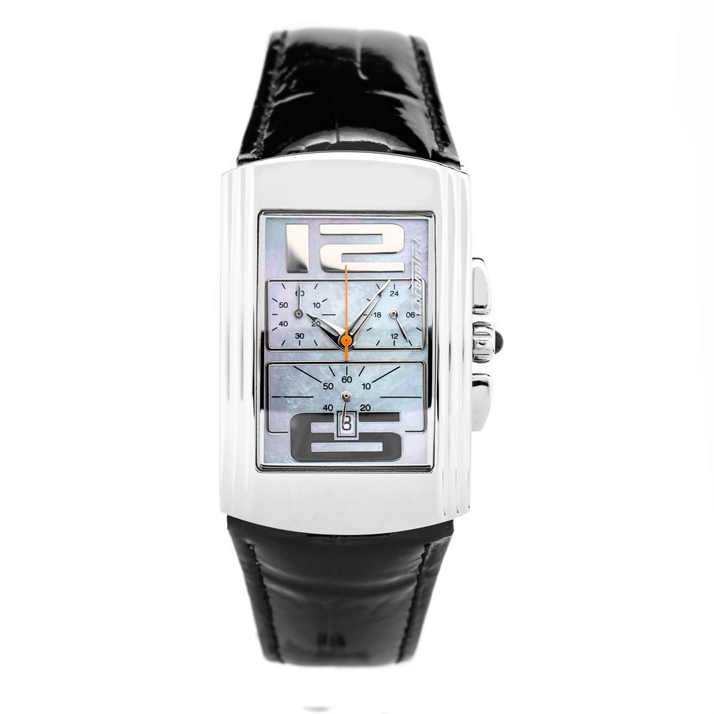 Μαύρο δερμάτινο ρολόι Chronotech