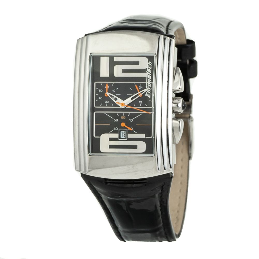 Μαύρο δερμάτινο ρολόι Chronotech