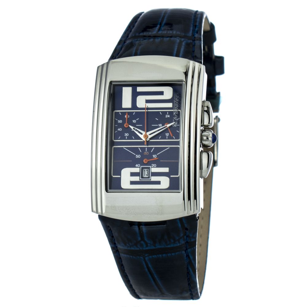 Μπλε δερμάτινο ρολόι Chronotech