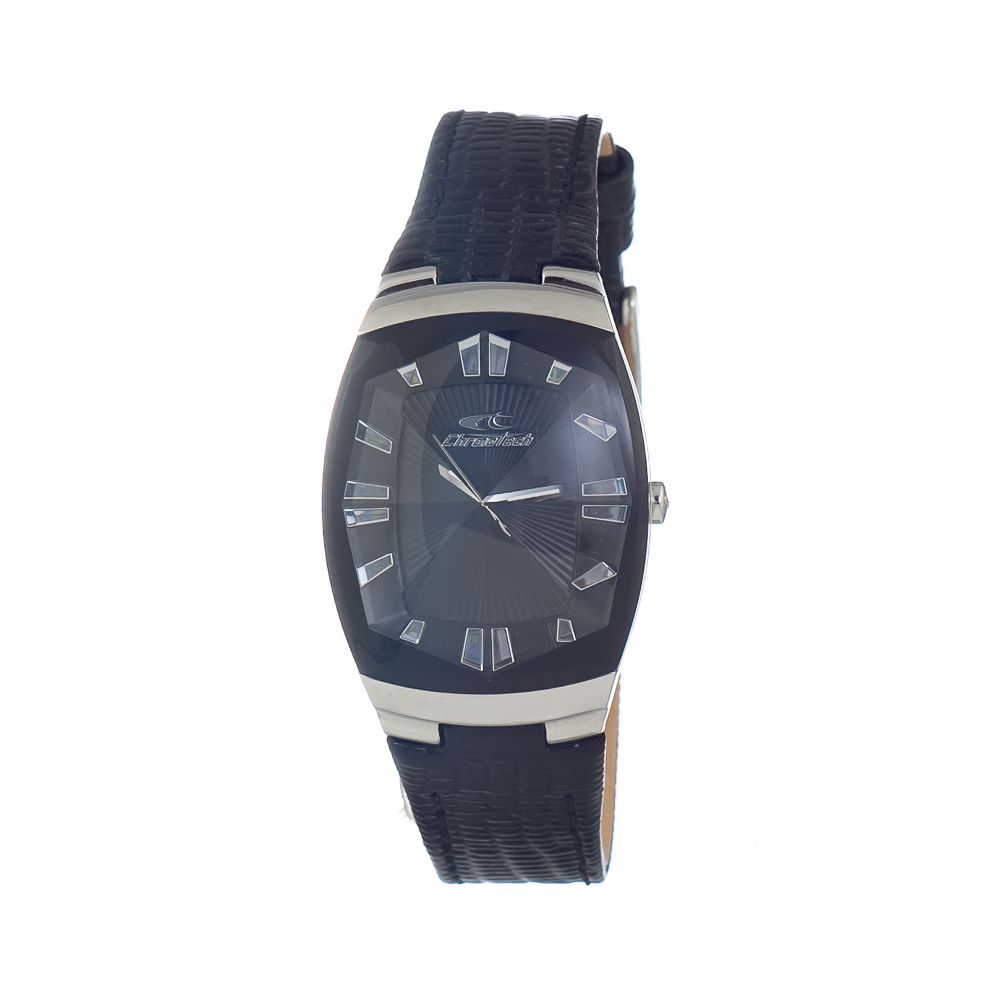 Μαύρο δερμάτινο ρολόι Chronotech