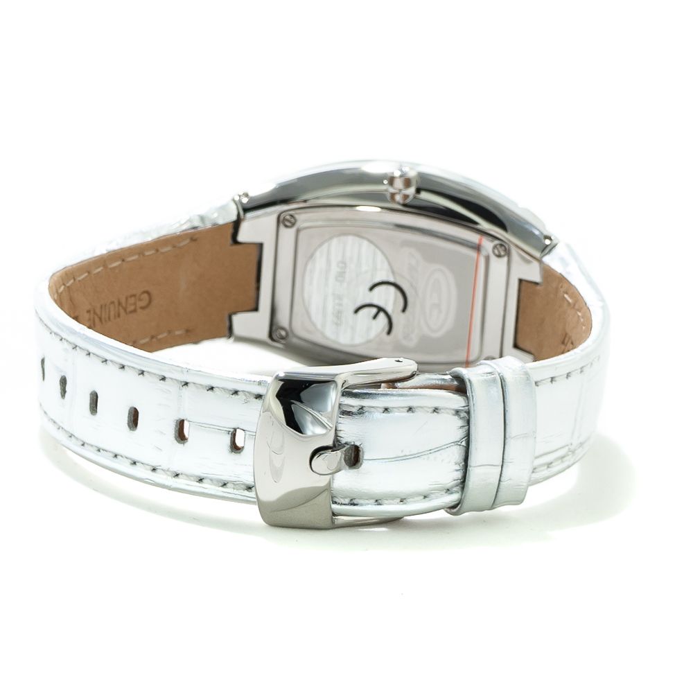 Ασημί δερμάτινο ρολόι Chronotech