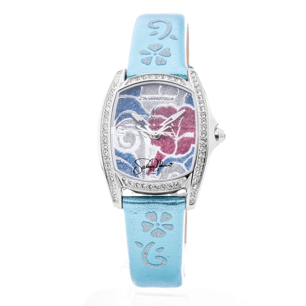 Μπλε δερμάτινο ρολόι Chronotech
