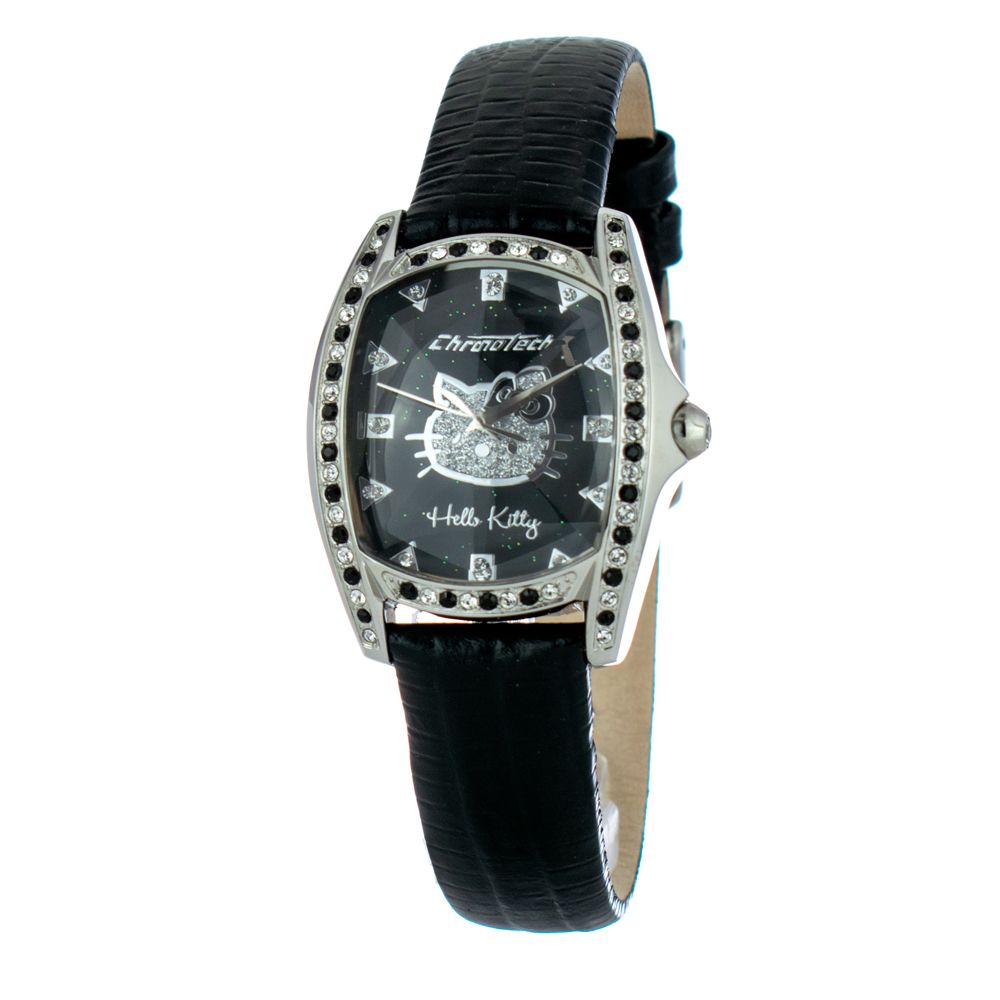 Μαύρο δερμάτινο ρολόι Chronotech