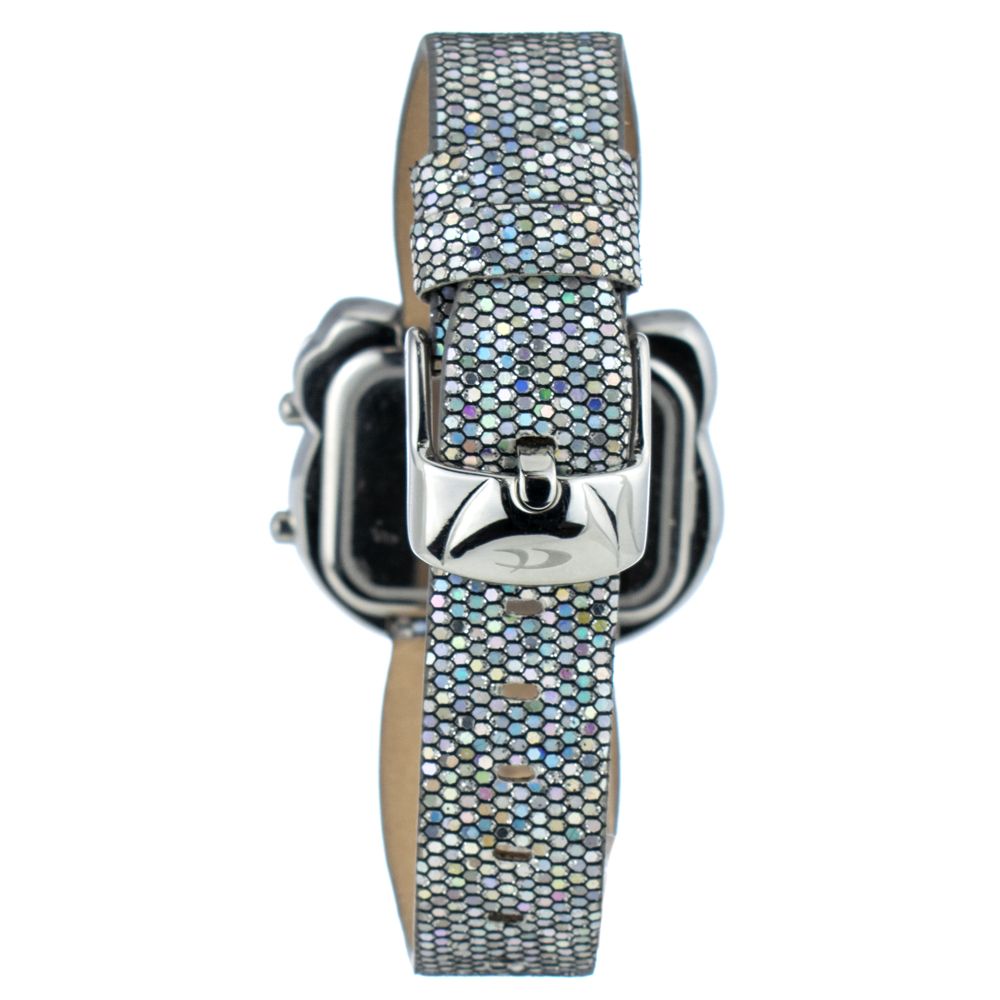 Ασημί δερμάτινο ρολόι Chronotech