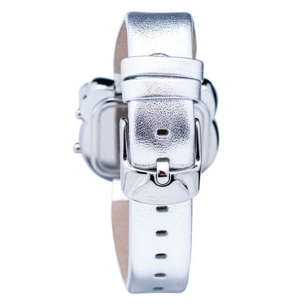 Ασημί δερμάτινο ρολόι Chronotech