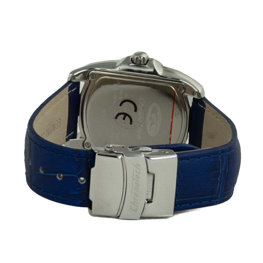 Μπλε δερμάτινο ρολόι Chronotech