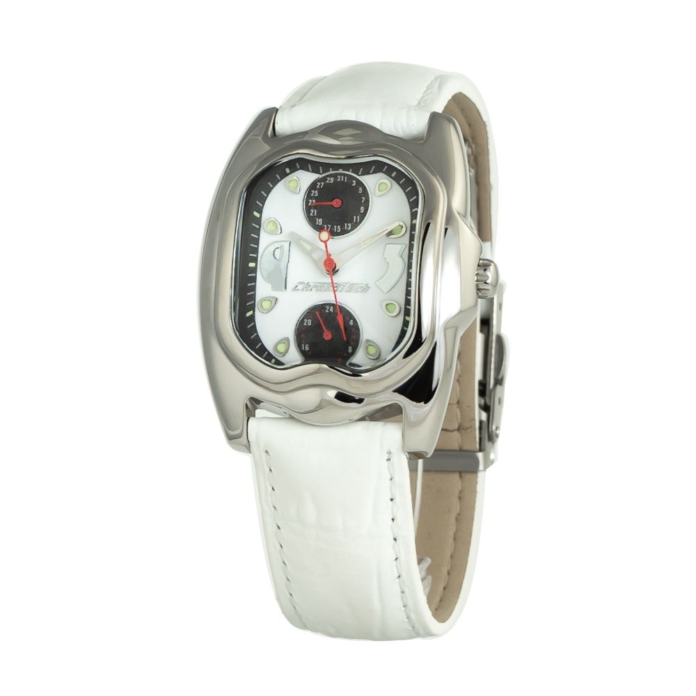 Λευκό δερμάτινο ρολόι Chronotech